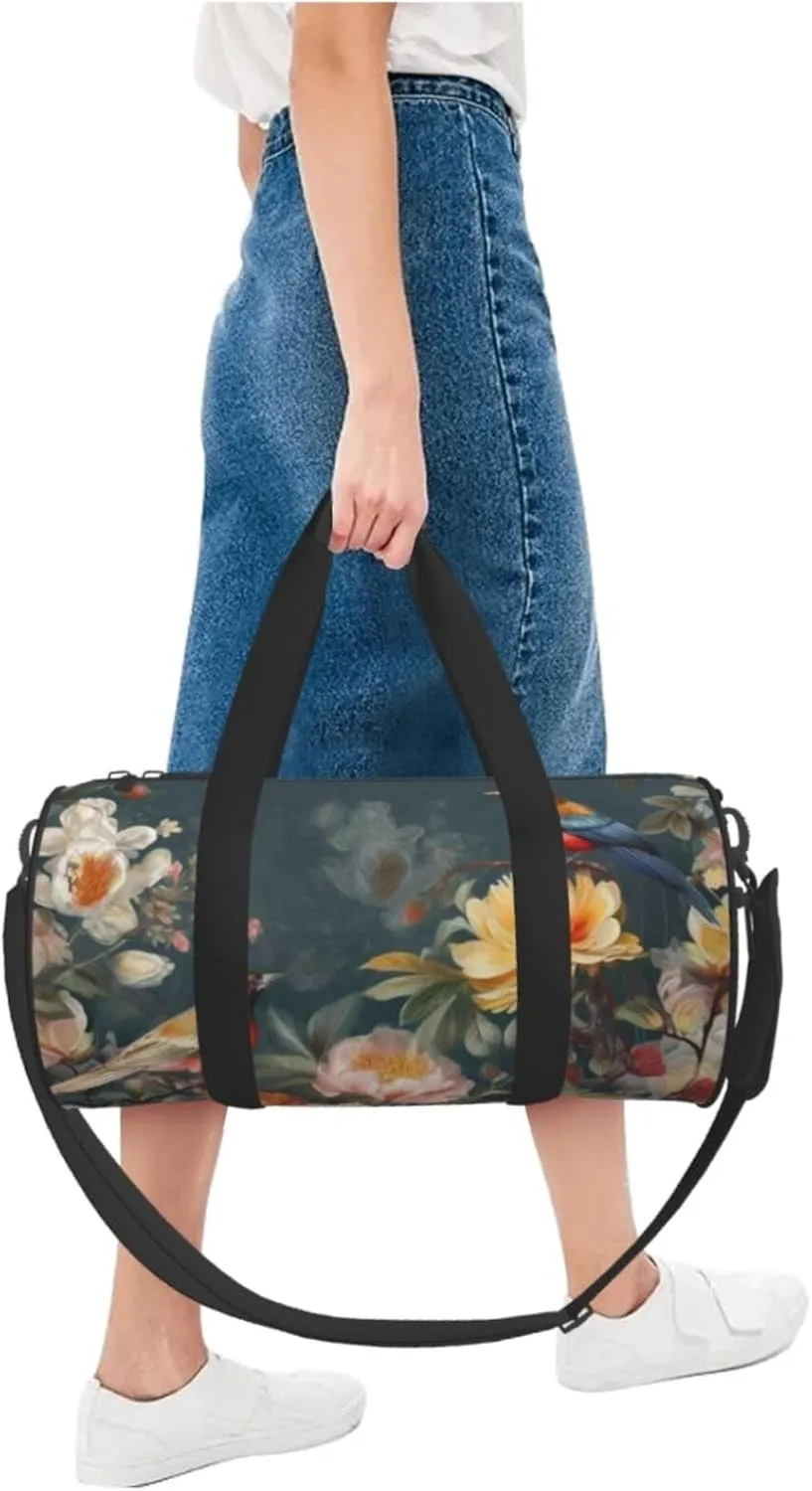 Travel Duffle Bag Weekender Bags For Men Women With Shoe Compartment Large Capacity Weekender Overnight Bag Flowers Birds Carry On Tote Bags Sport Gym Bag For Travel Yoga