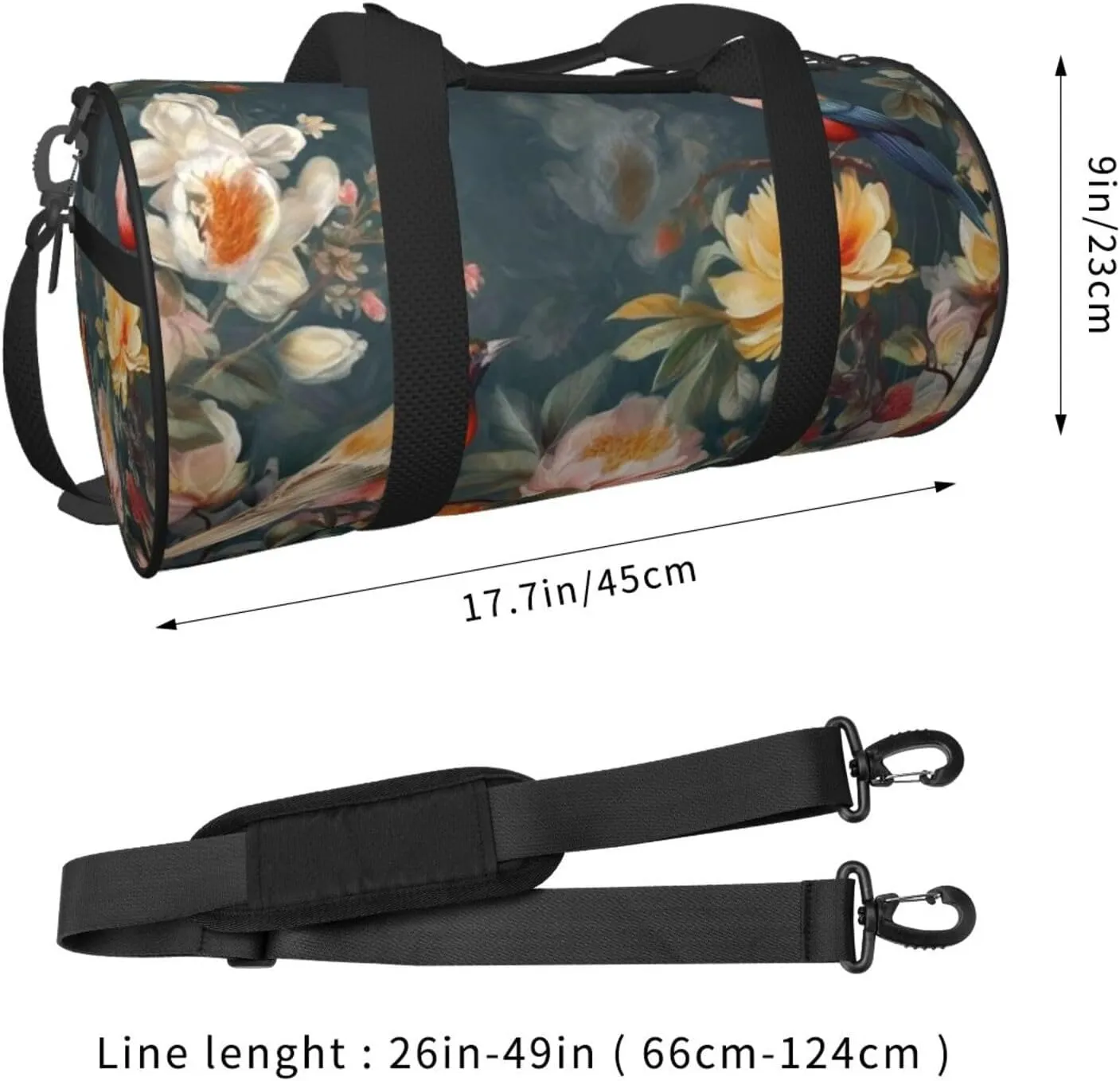 Travel Duffle Bag Weekender Bags For Men Women With Shoe Compartment Large Capacity Weekender Overnight Bag Flowers Birds Carry On Tote Bags Sport Gym Bag For Travel Yoga