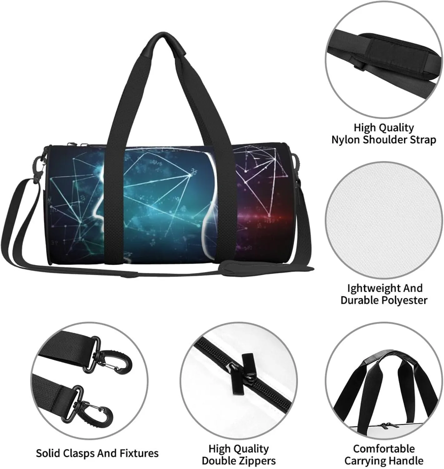 Travel Duffle Bag Weekender Bags For Men Women With Shoe Compartment Large Capacity Weekender Overnight Bag Formulas Shapes Theory Math Lesson Carry On Tote Bags Sport Gym Bag For Travel Yoga