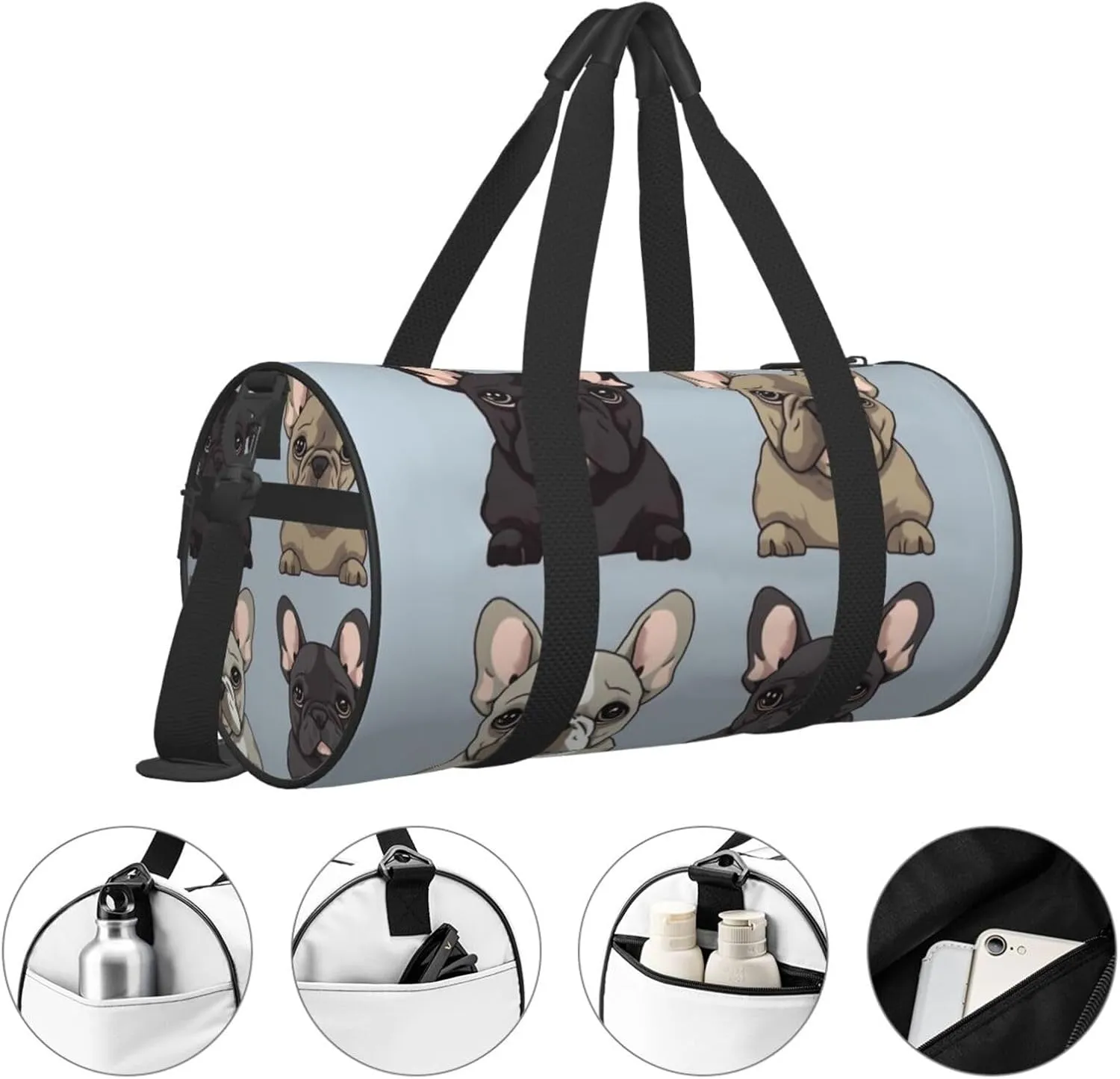 Travel Duffle Bag Weekender Bags For Men Women With Shoe Compartment Large Capacity Weekender Overnight Bag French Bulldog Carry On Tote Bags Sport Gym Bag For Travel Yoga