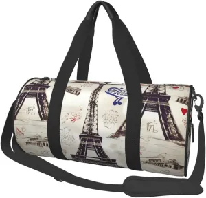 Travel Duffle Bag Weekender Bags For Men Women With Shoe Compartment Large Capacity Weekender Overnight Bag French Paris Tour Eiffel Tower Carry On Tote Bags Sport Gym Bag For Travel Yoga