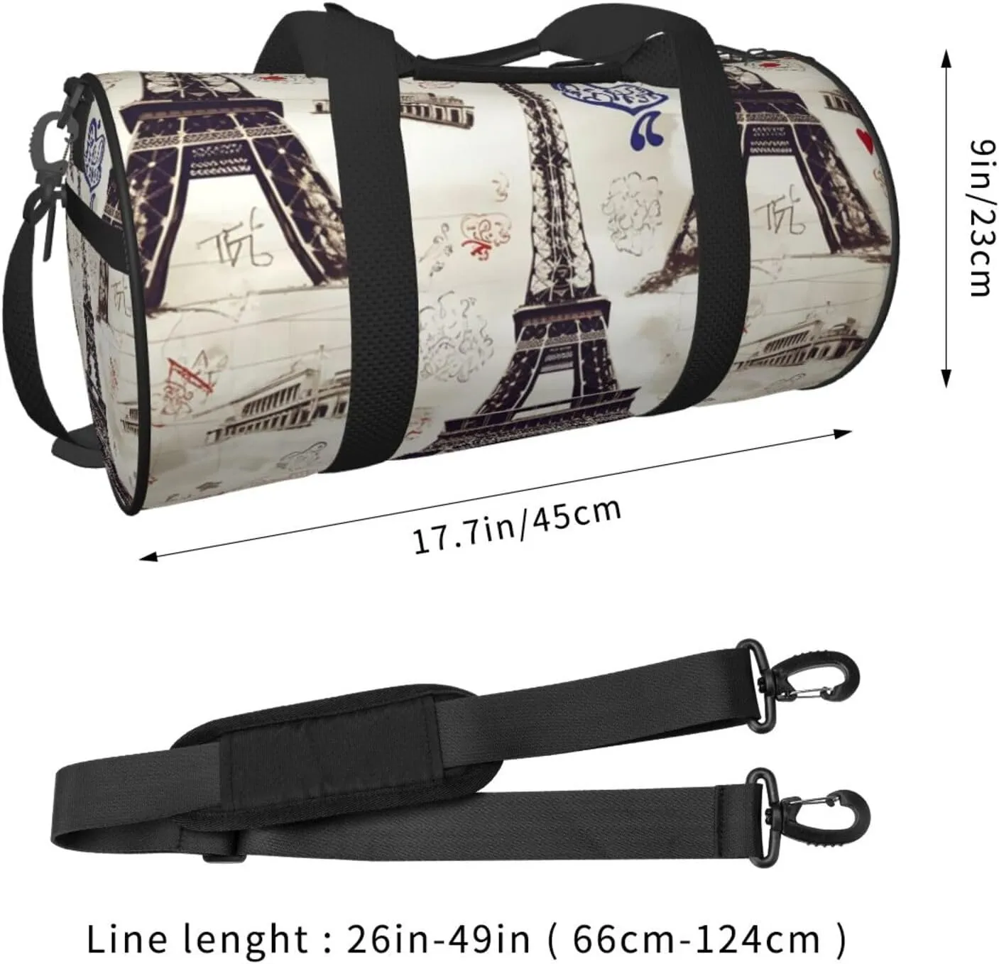 Travel Duffle Bag Weekender Bags For Men Women With Shoe Compartment Large Capacity Weekender Overnight Bag French Paris Tour Eiffel Tower Carry On Tote Bags Sport Gym Bag For Travel Yoga