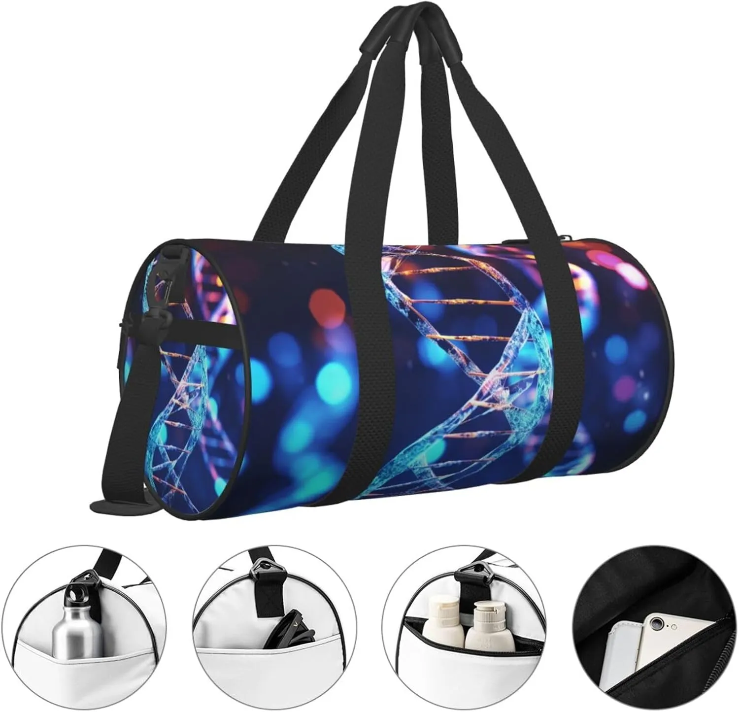Travel Duffle Bag Weekender Bags For Men Women With Shoe Compartment Large Capacity Weekender Overnight Bag Genetic Helix Carry On Tote Bags Sport Gym Bag For Travel Yoga
