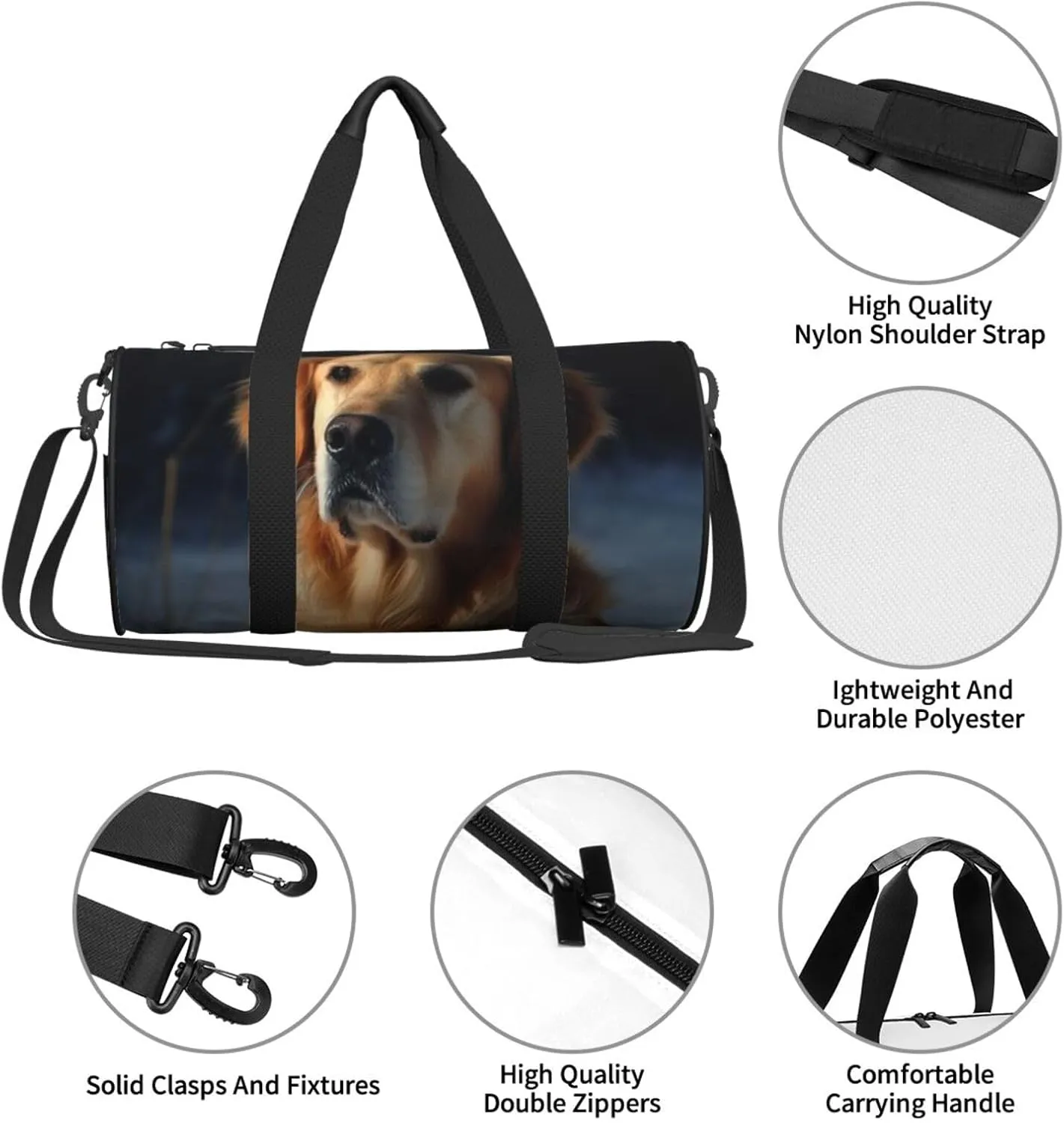 Travel Duffle Bag Weekender Bags For Men Women With Shoe Compartment Large Capacity Weekender Overnight Bag Golden Retriever Carry On Tote Bags Sport Gym Bag For Travel Yoga