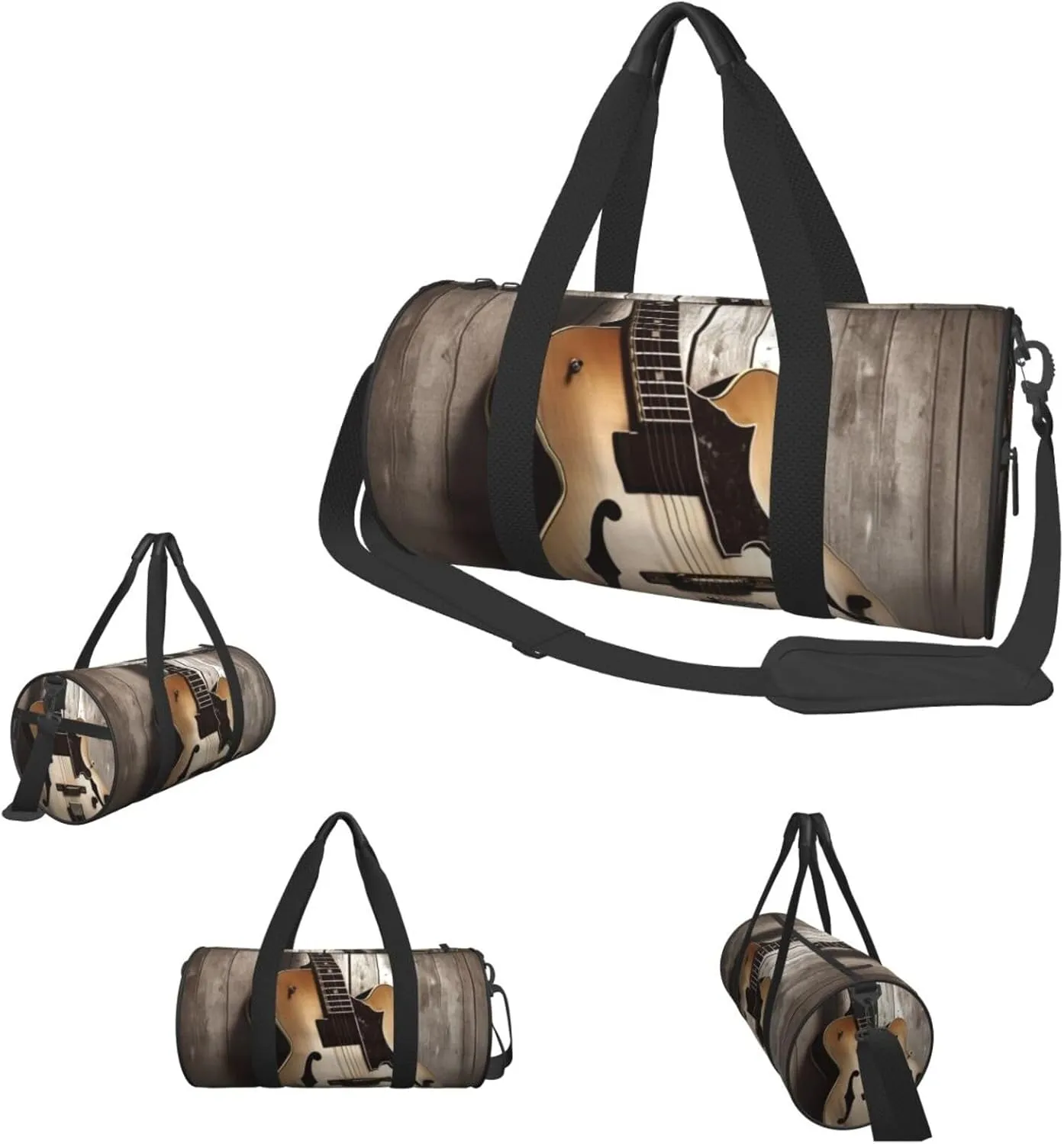 Travel Duffle Bag Weekender Bags For Men Women With Shoe Compartment Large Capacity Weekender Overnight Bag Guitar Pictures Carry On Tote Bags Sport Gym Bag For Travel Yoga