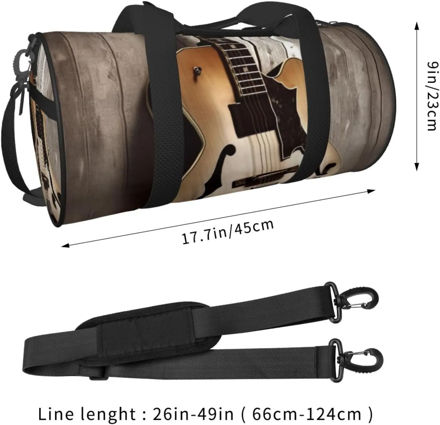 Travel Duffle Bag Weekender Bags For Men Women With Shoe Compartment Large Capacity Weekender Overnight Bag Guitar Pictures Carry On Tote Bags Sport Gym Bag For Travel Yoga