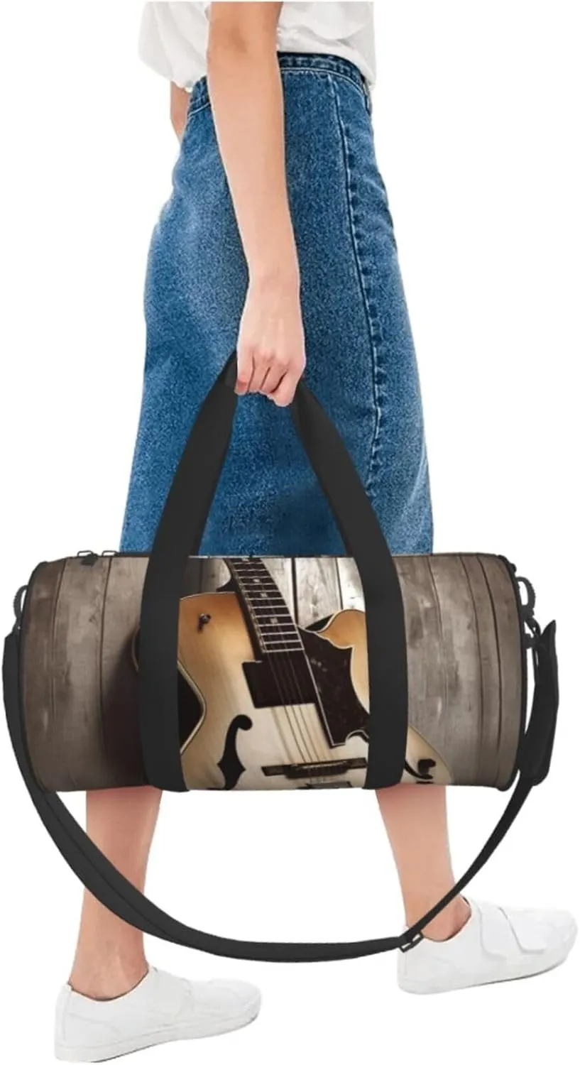 Travel Duffle Bag Weekender Bags For Men Women With Shoe Compartment Large Capacity Weekender Overnight Bag Guitar Pictures Carry On Tote Bags Sport Gym Bag For Travel Yoga