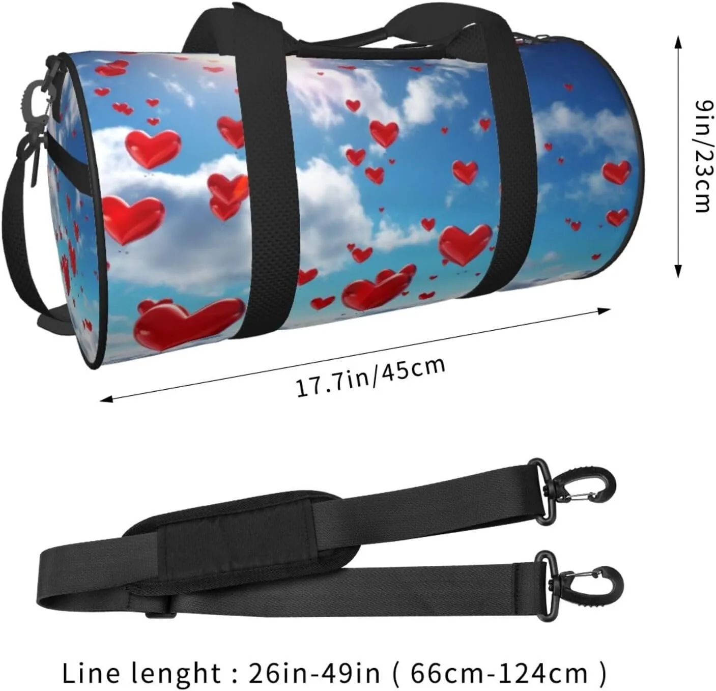 Travel Duffle Bag Weekender Bags For Men Women With Shoe Compartment Large Capacity Weekender Overnight Bag Hearts In The Sky Carry On Tote Bags Sport Gym Bag For Travel Yoga