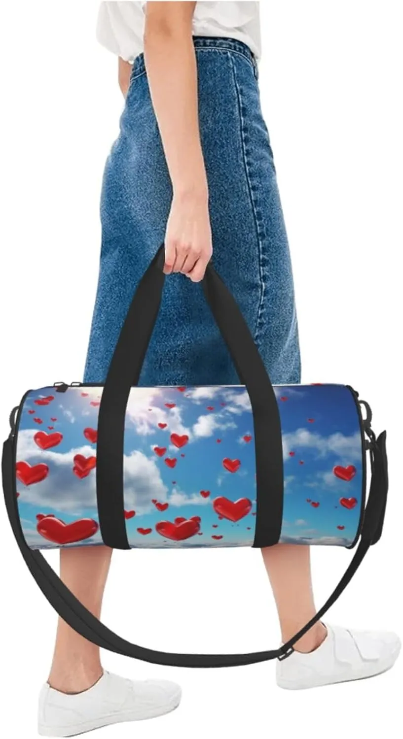 Travel Duffle Bag Weekender Bags For Men Women With Shoe Compartment Large Capacity Weekender Overnight Bag Hearts In The Sky Carry On Tote Bags Sport Gym Bag For Travel Yoga