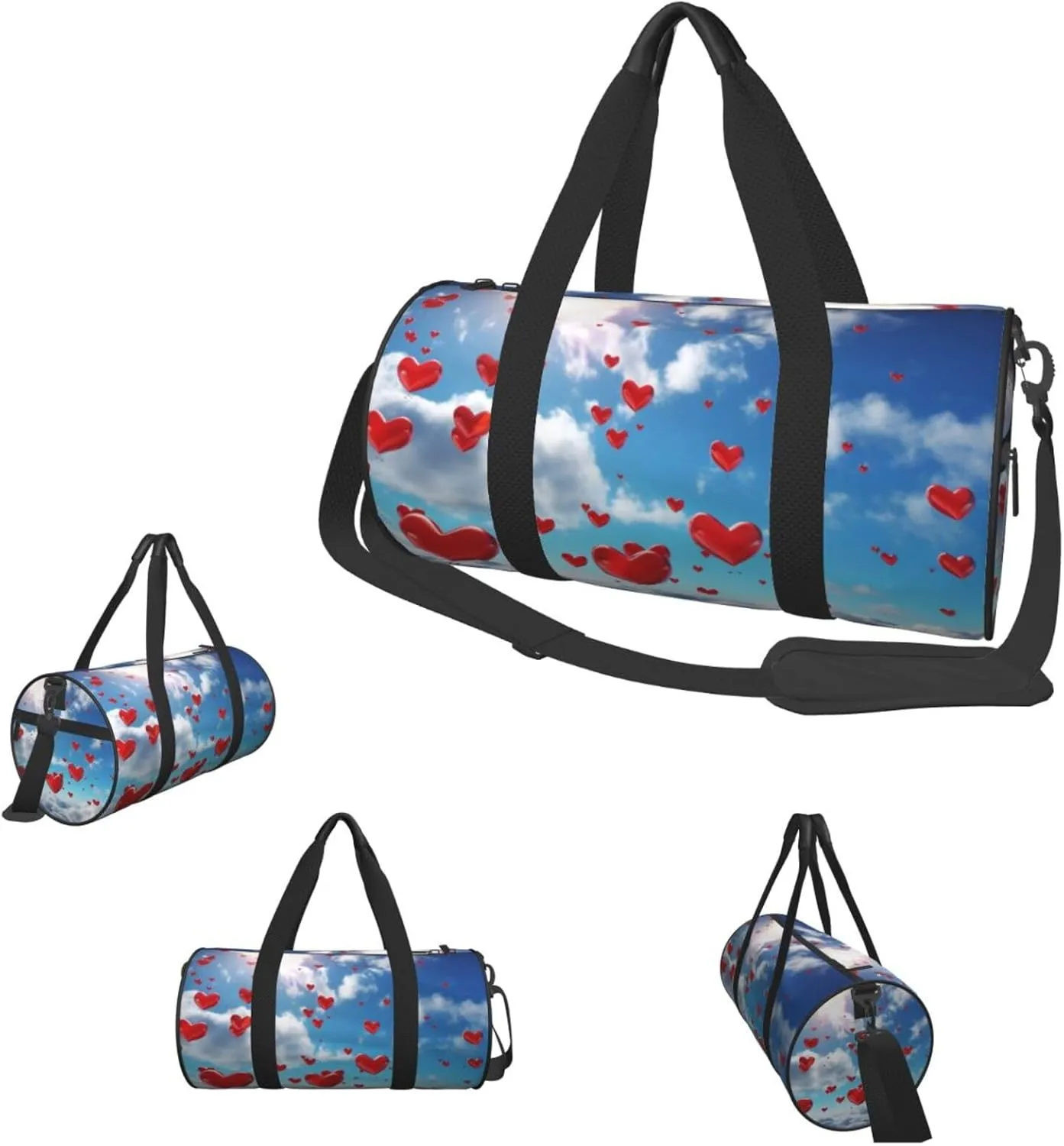 Travel Duffle Bag Weekender Bags For Men Women With Shoe Compartment Large Capacity Weekender Overnight Bag Hearts In The Sky Carry On Tote Bags Sport Gym Bag For Travel Yoga