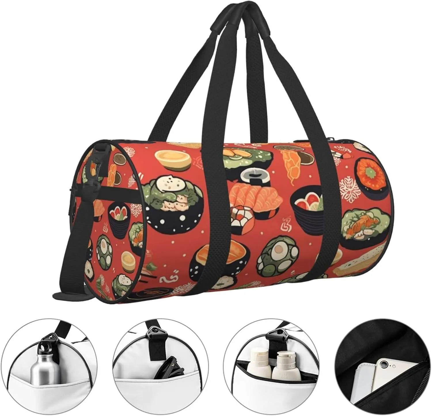 Travel Duffle Bag Weekender Bags For Men Women With Shoe Compartment Large Capacity Weekender Overnight Bag Japanese Food Pattern Carry On Tote Bags Sport Gym Bag For Travel Yoga