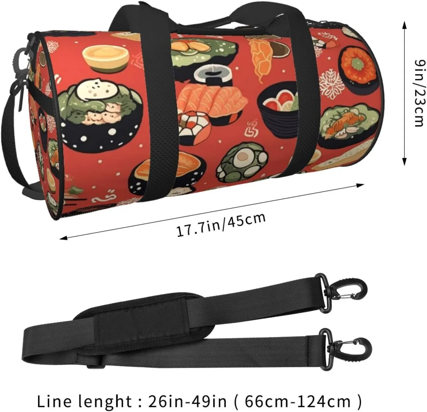 Travel Duffle Bag Weekender Bags For Men Women With Shoe Compartment Large Capacity Weekender Overnight Bag Japanese Food Pattern Carry On Tote Bags Sport Gym Bag For Travel Yoga