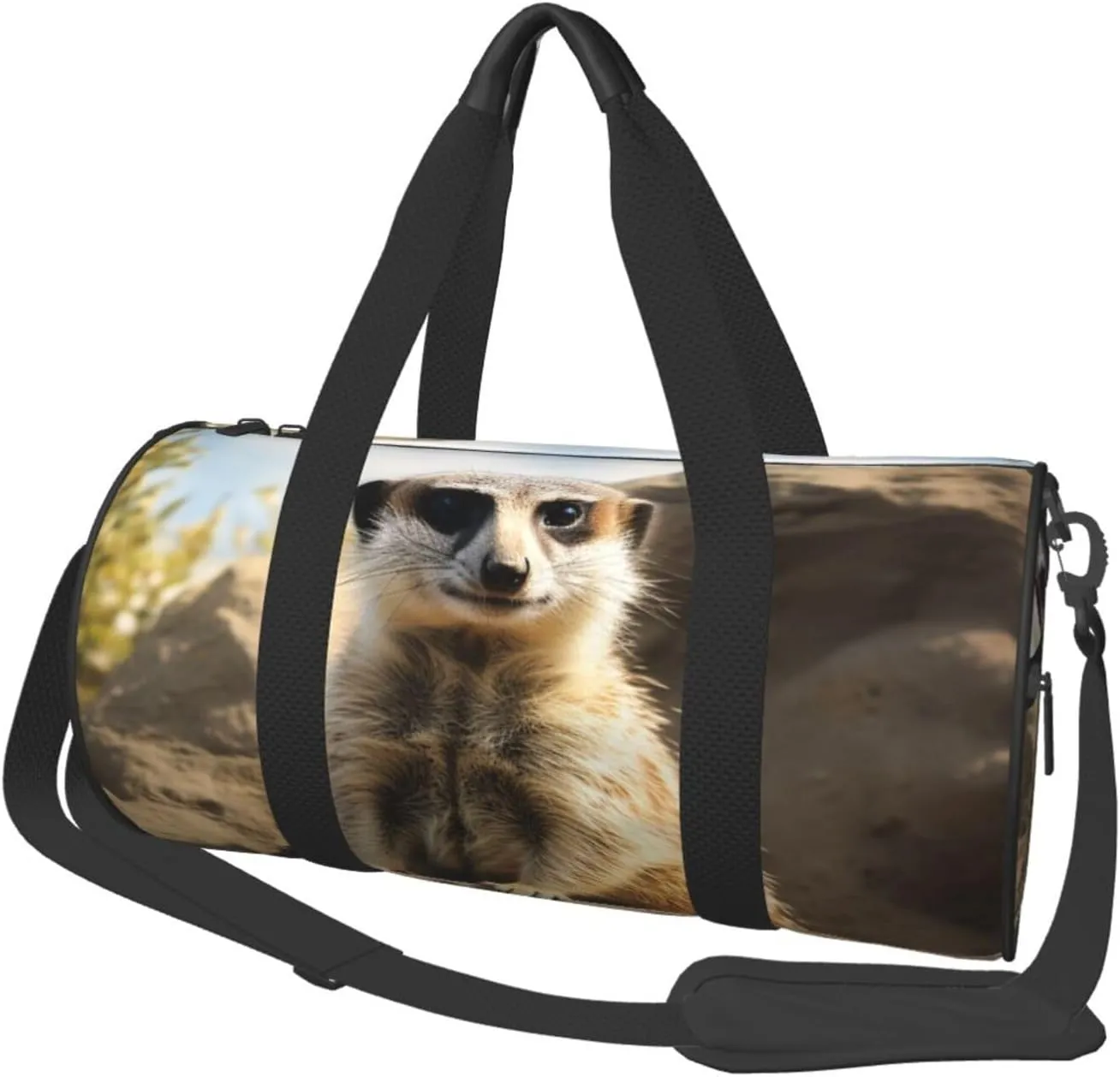 Travel Duffle Bag Weekender Bags For Men Women With Shoe Compartment Large Capacity Weekender Overnight Bag Meerkat Animal Carry On Tote Bags Sport Gym Bag For Travel Yoga