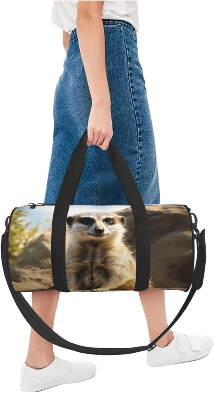Travel Duffle Bag Weekender Bags For Men Women With Shoe Compartment Large Capacity Weekender Overnight Bag Meerkat Animal Carry On Tote Bags Sport Gym Bag For Travel Yoga
