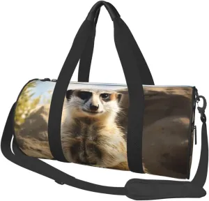 Travel Duffle Bag Weekender Bags For Men Women With Shoe Compartment Large Capacity Weekender Overnight Bag Meerkat Animal Carry On Tote Bags Sport Gym Bag For Travel Yoga