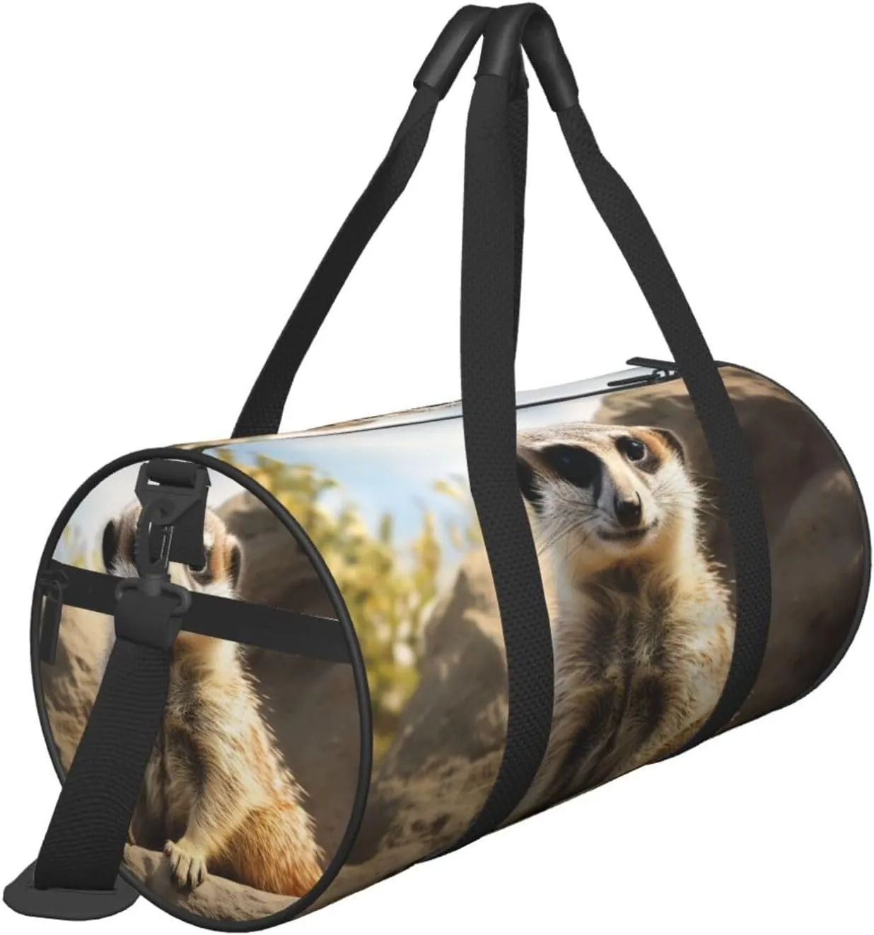 Travel Duffle Bag Weekender Bags For Men Women With Shoe Compartment Large Capacity Weekender Overnight Bag Meerkat Animal Carry On Tote Bags Sport Gym Bag For Travel Yoga