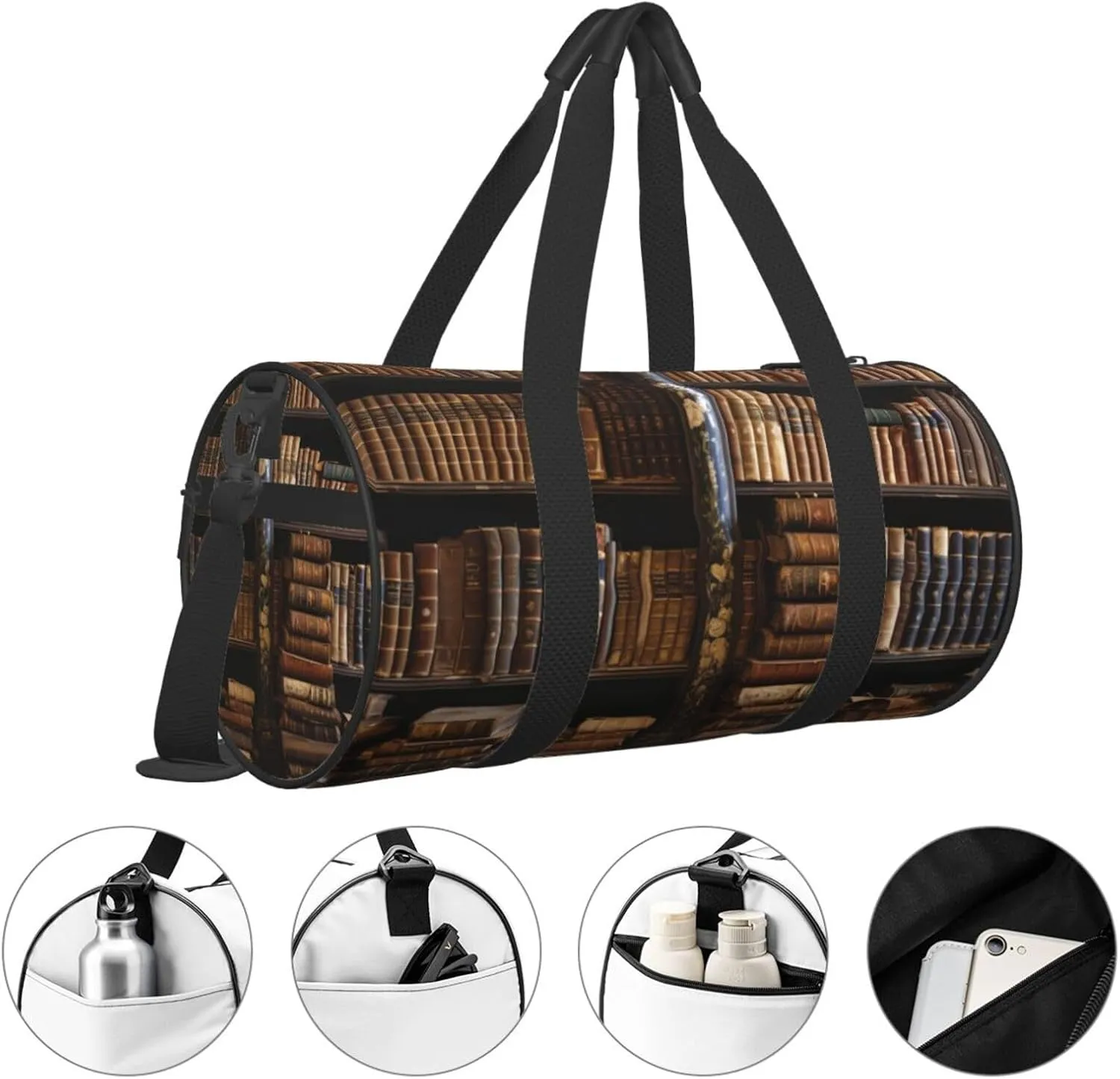 Travel Duffle Bag Weekender Bags For Men Women With Shoe Compartment Large Capacity Weekender Overnight Bag Old Books In Library Carry On Tote Bags Sport Gym Bag For Travel Yoga