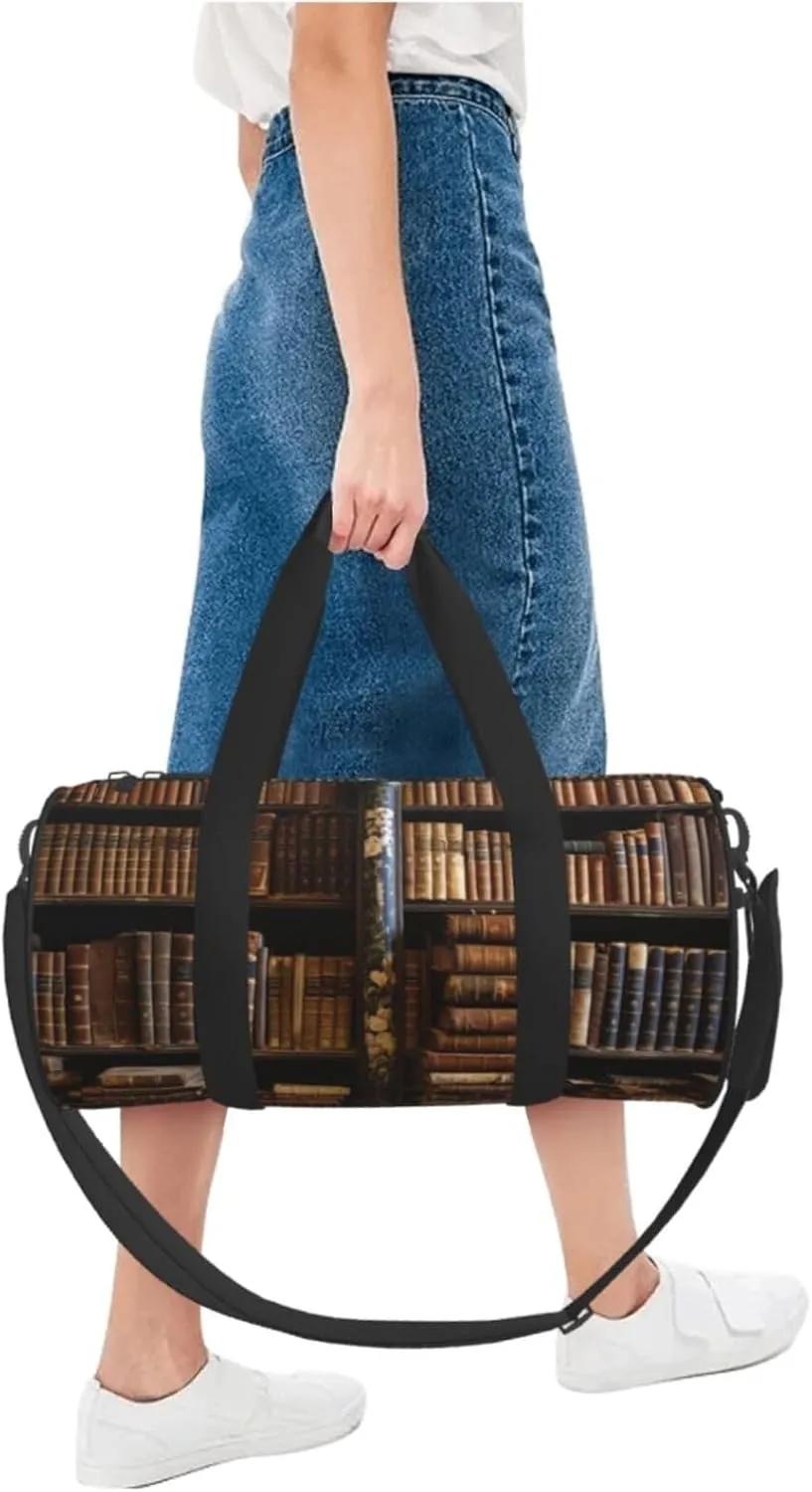 Travel Duffle Bag Weekender Bags For Men Women With Shoe Compartment Large Capacity Weekender Overnight Bag Old Books In Library Carry On Tote Bags Sport Gym Bag For Travel Yoga