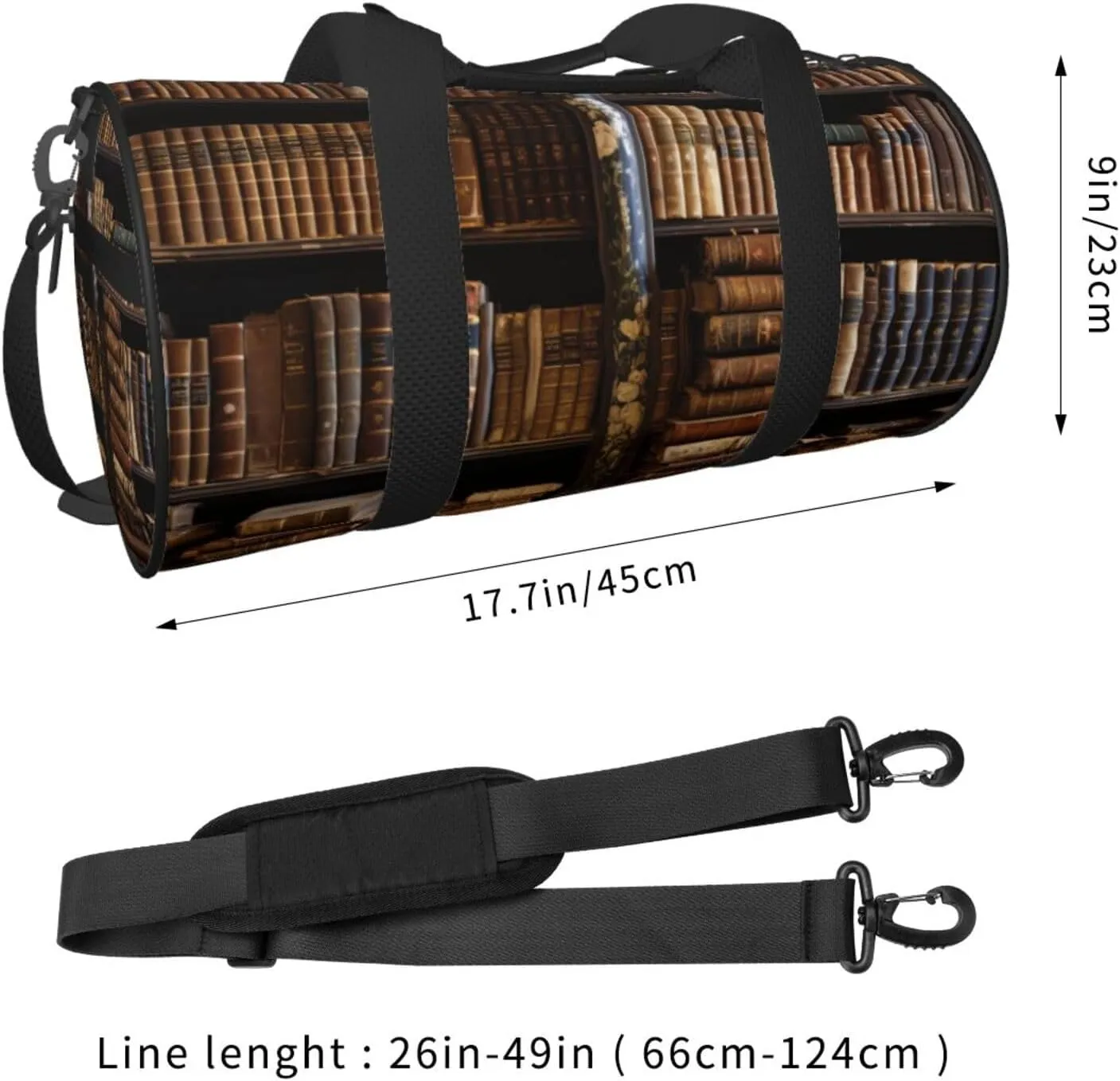 Travel Duffle Bag Weekender Bags For Men Women With Shoe Compartment Large Capacity Weekender Overnight Bag Old Books In Library Carry On Tote Bags Sport Gym Bag For Travel Yoga
