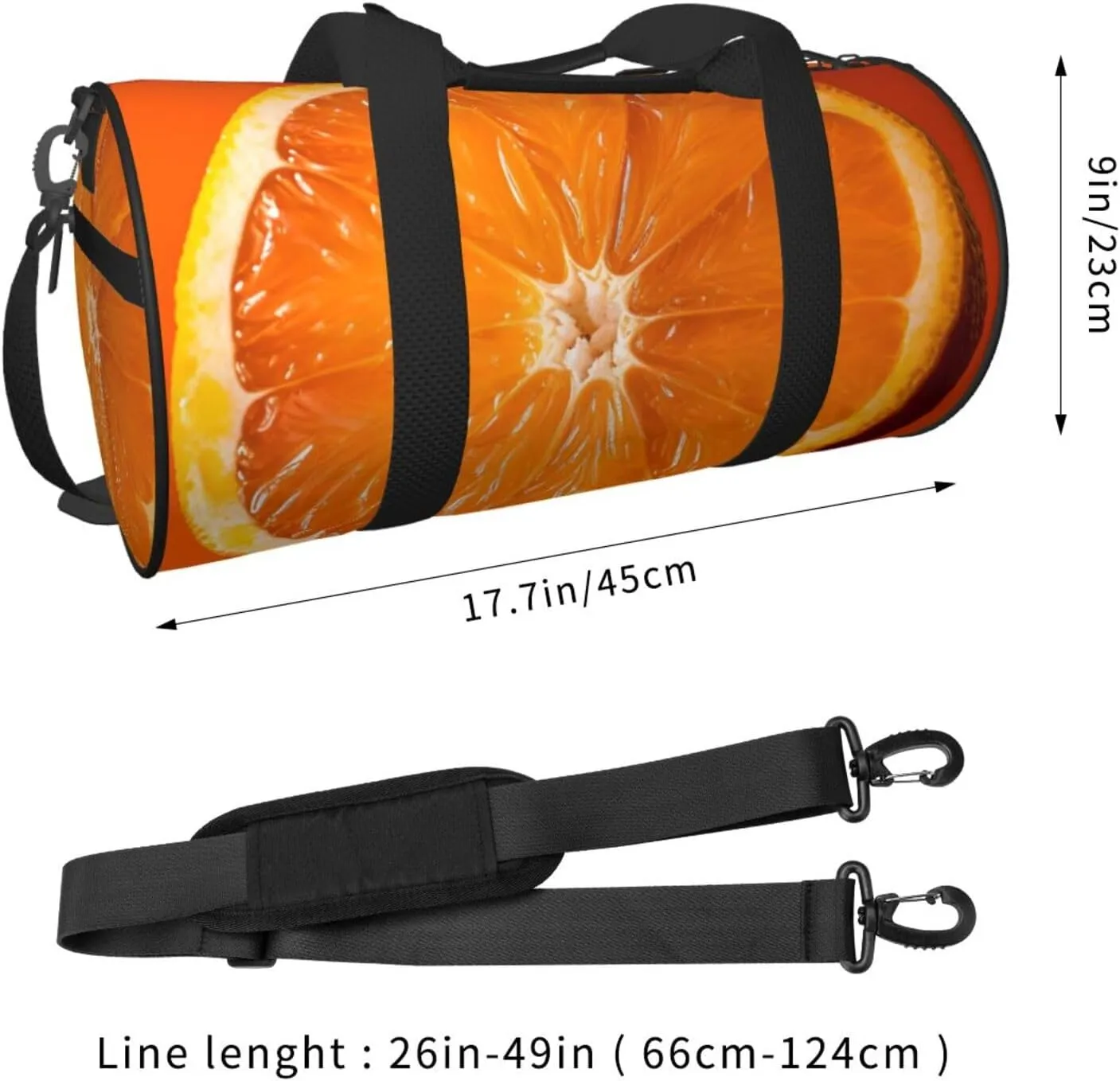 Travel Duffle Bag Weekender Bags for Men Women with Shoe Compartment Large Capacity Weekender Overnight Bag Orange Slice Carry On Tote Bags Sport Gym Bag for Travel Yoga