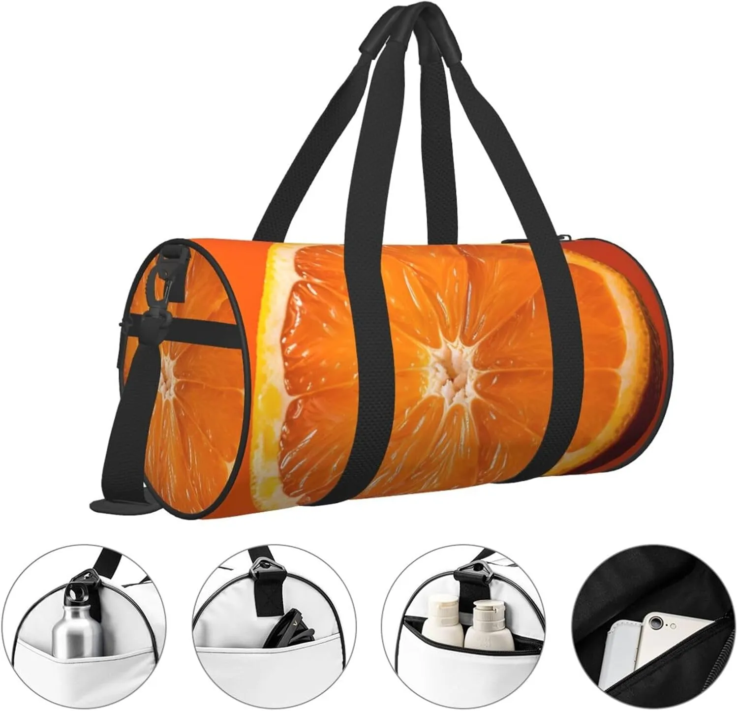Travel Duffle Bag Weekender Bags for Men Women with Shoe Compartment Large Capacity Weekender Overnight Bag Orange Slice Carry On Tote Bags Sport Gym Bag for Travel Yoga