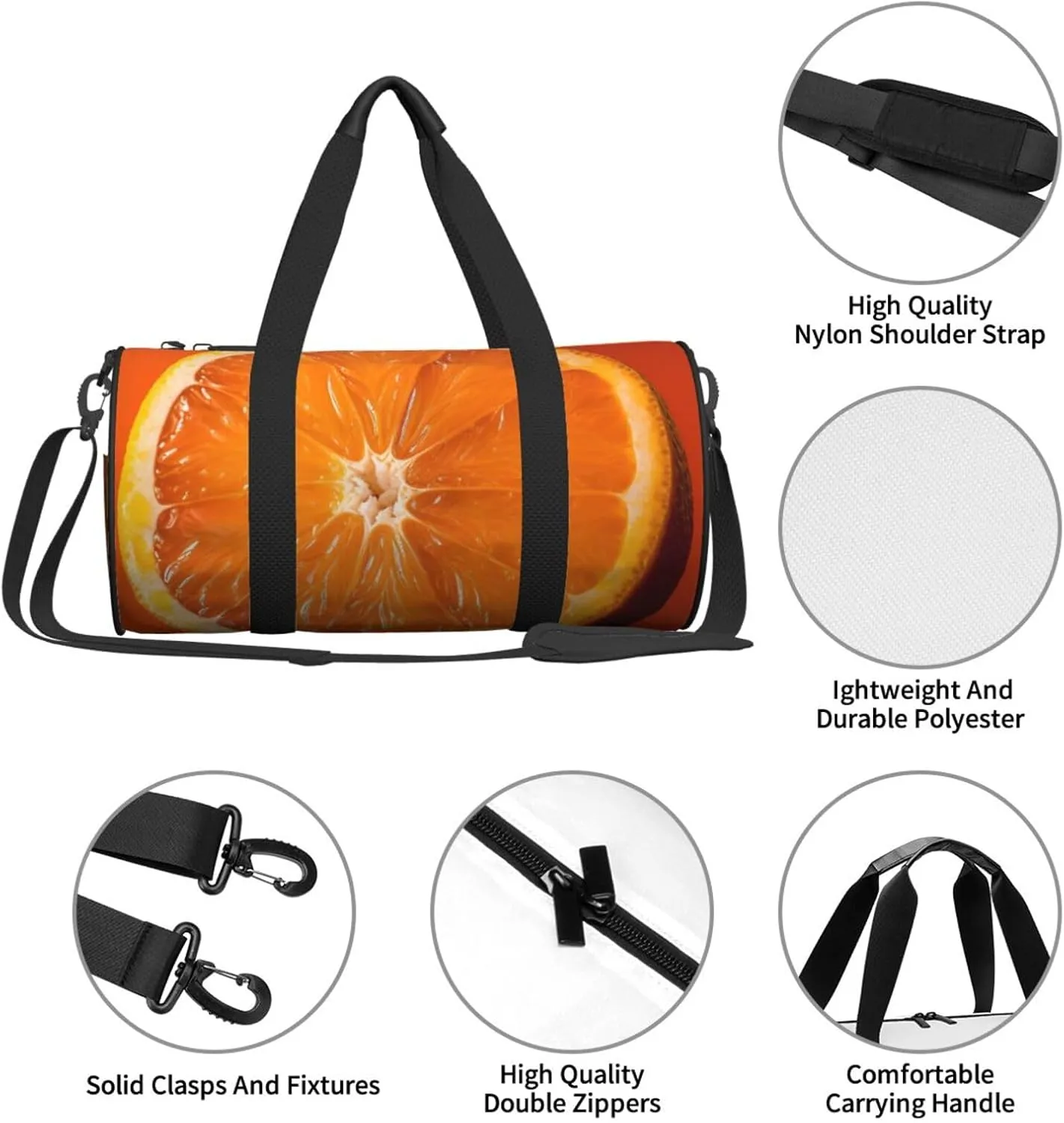 Travel Duffle Bag Weekender Bags for Men Women with Shoe Compartment Large Capacity Weekender Overnight Bag Orange Slice Carry On Tote Bags Sport Gym Bag for Travel Yoga
