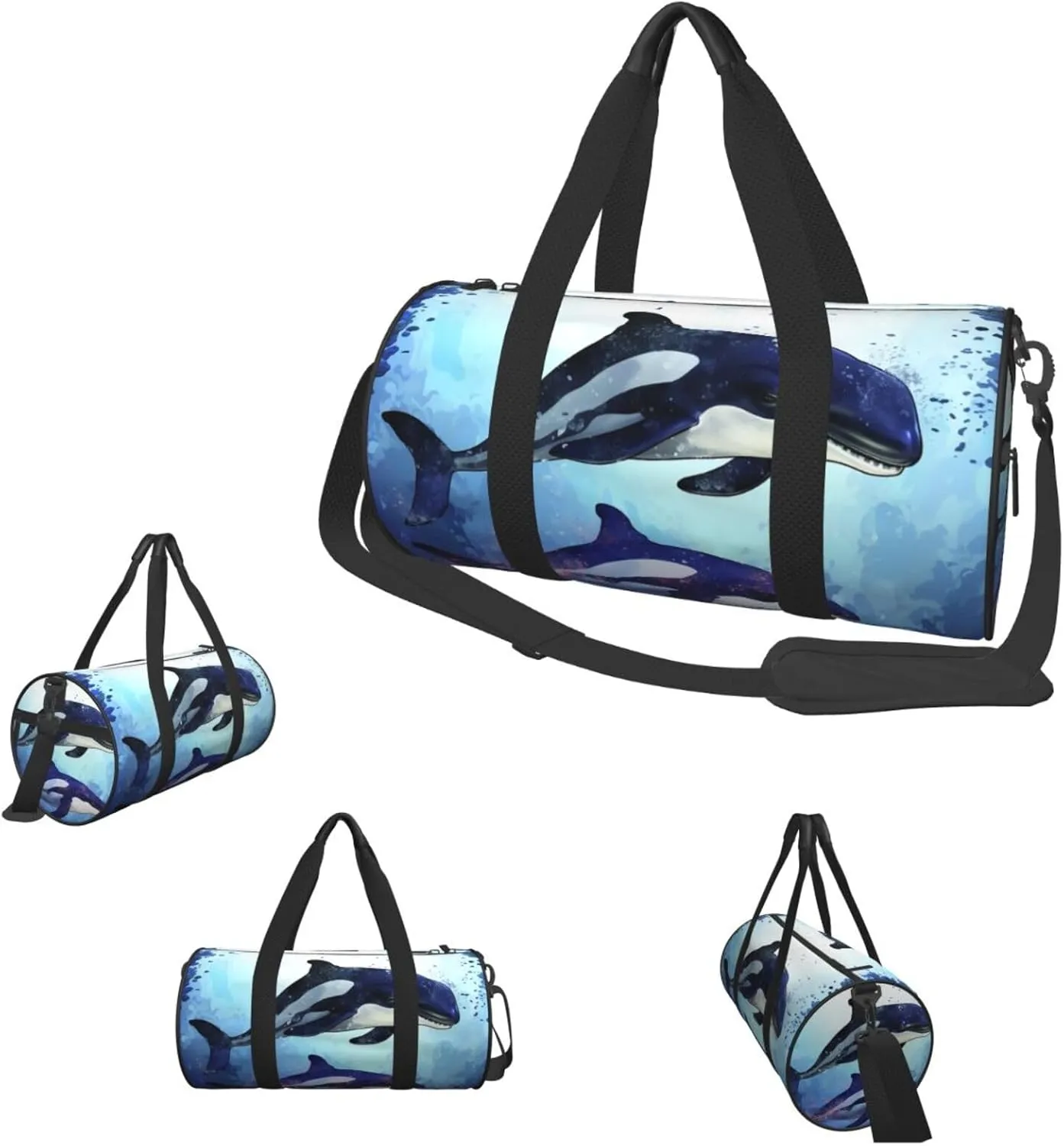 Travel Duffle Bag Weekender Bags for Men Women with Shoe Compartment Large Capacity Weekender Overnight Bag Orca Killer Whale Carry On Tote Bags Sport Gym Bag for Travel Yoga