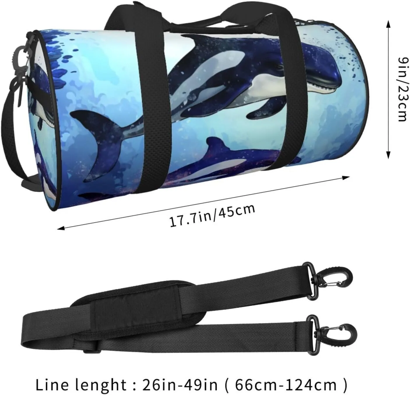 Travel Duffle Bag Weekender Bags for Men Women with Shoe Compartment Large Capacity Weekender Overnight Bag Orca Killer Whale Carry On Tote Bags Sport Gym Bag for Travel Yoga