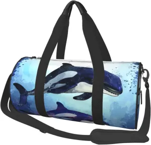 Travel Duffle Bag Weekender Bags for Men Women with Shoe Compartment Large Capacity Weekender Overnight Bag Orca Killer Whale Carry On Tote Bags Sport Gym Bag for Travel Yoga