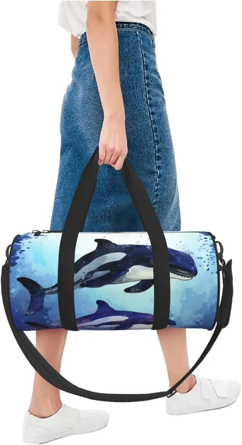 Travel Duffle Bag Weekender Bags for Men Women with Shoe Compartment Large Capacity Weekender Overnight Bag Orca Killer Whale Carry On Tote Bags Sport Gym Bag for Travel Yoga
