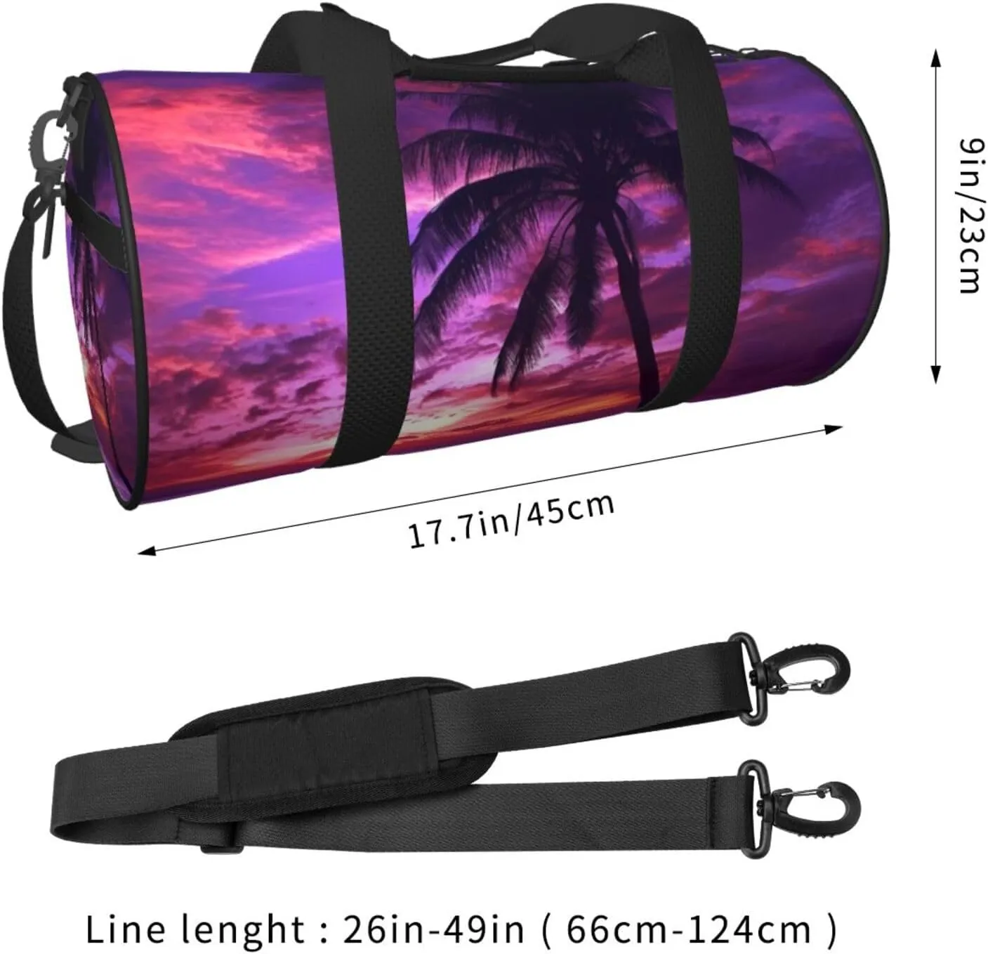 Travel Duffle Bag Weekender Bags For Men Women With Shoe Compartment Large Capacity Weekender Overnight Bag Palm Tree Purple Sunset Carry On Tote Bags Sport Gym Bag For Travel Yoga