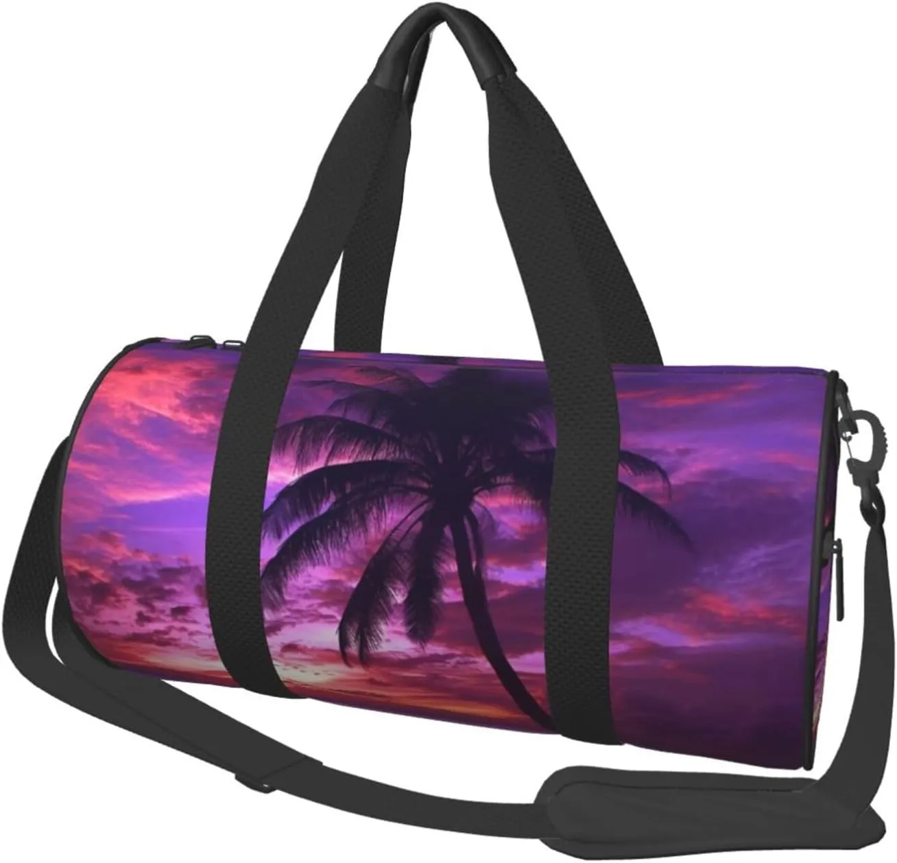 Travel Duffle Bag Weekender Bags For Men Women With Shoe Compartment Large Capacity Weekender Overnight Bag Palm Tree Purple Sunset Carry On Tote Bags Sport Gym Bag For Travel Yoga