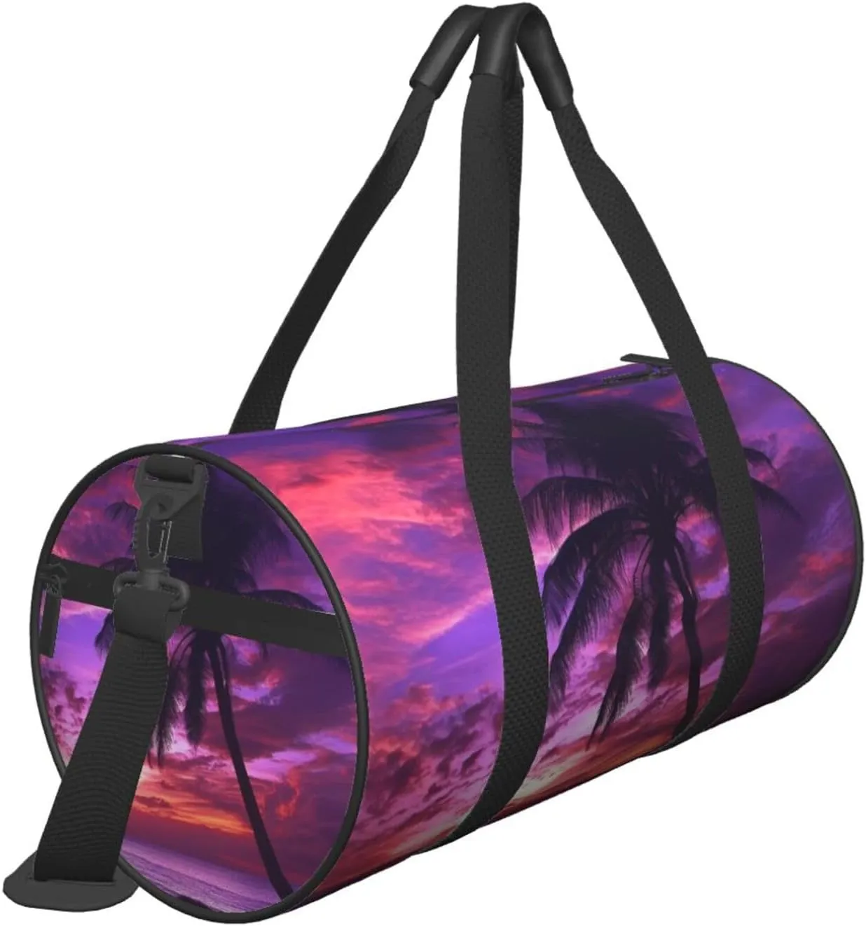 Travel Duffle Bag Weekender Bags For Men Women With Shoe Compartment Large Capacity Weekender Overnight Bag Palm Tree Purple Sunset Carry On Tote Bags Sport Gym Bag For Travel Yoga
