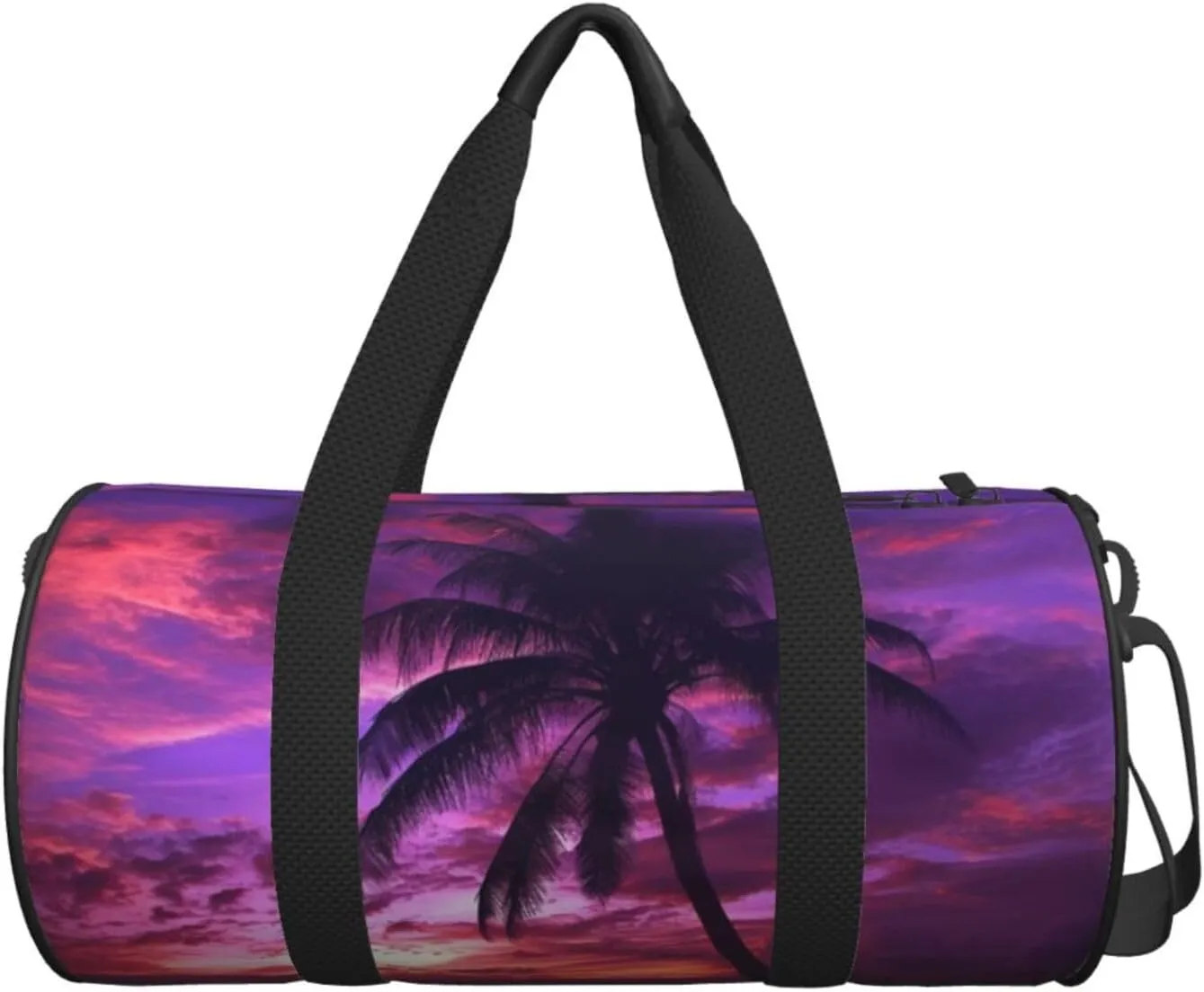 Travel Duffle Bag Weekender Bags For Men Women With Shoe Compartment Large Capacity Weekender Overnight Bag Palm Tree Purple Sunset Carry On Tote Bags Sport Gym Bag For Travel Yoga