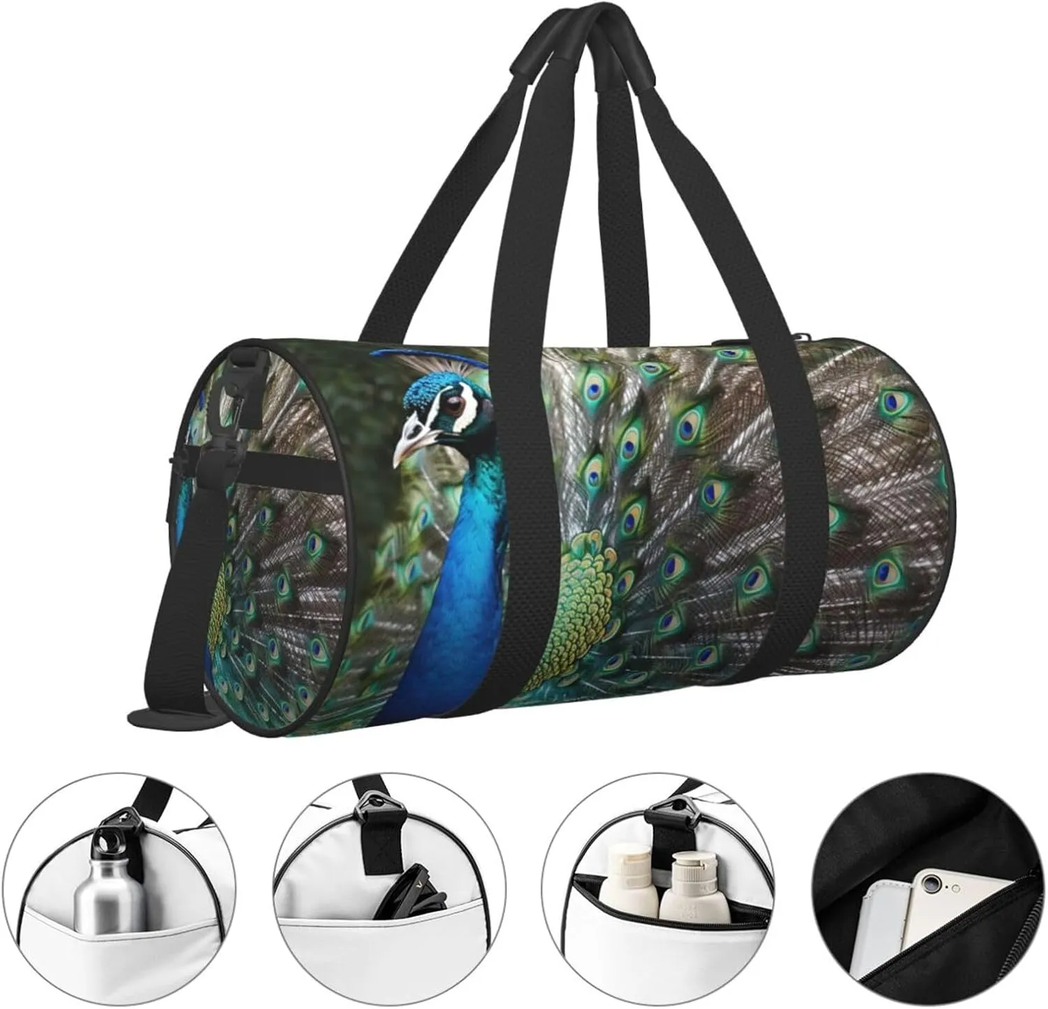 Travel Duffle Bag Weekender Bags For Men Women With Shoe Compartment Large Capacity Weekender Overnight Bag Peacock Carry On Tote Bags Sport Gym Bag For Travel Yoga