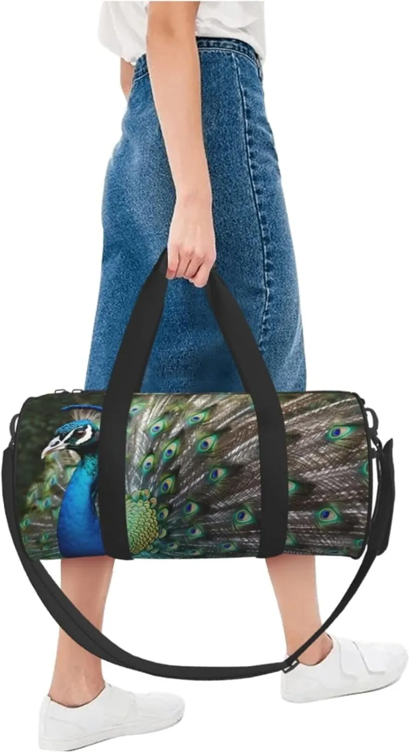 Travel Duffle Bag Weekender Bags For Men Women With Shoe Compartment Large Capacity Weekender Overnight Bag Peacock Carry On Tote Bags Sport Gym Bag For Travel Yoga