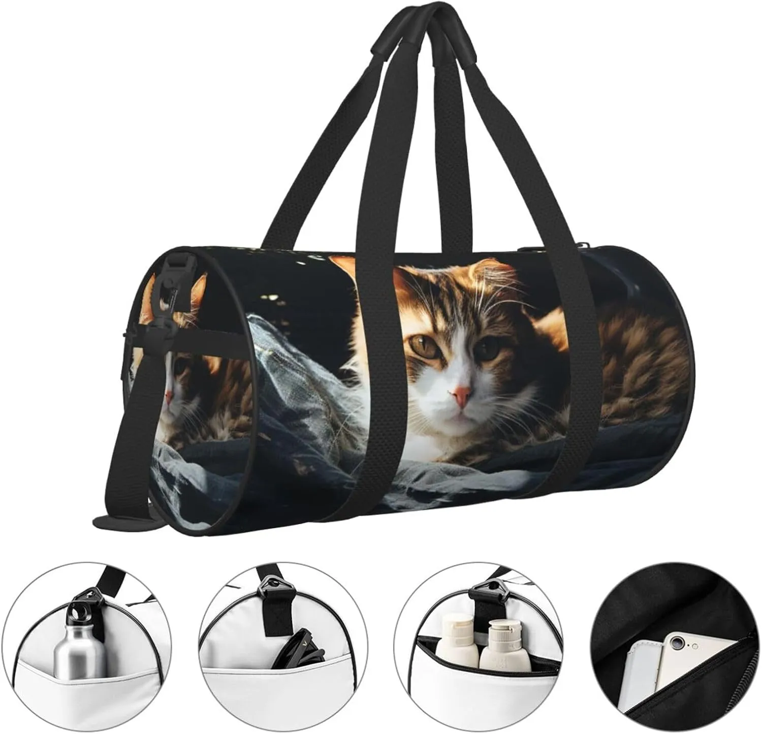 Travel Duffle Bag Weekender Bags for Men Women with Shoe Compartment Large Capacity Weekender Overnight Bag Resting Cat Carry On Tote Bags Sport Gym Bag for Travel Yoga