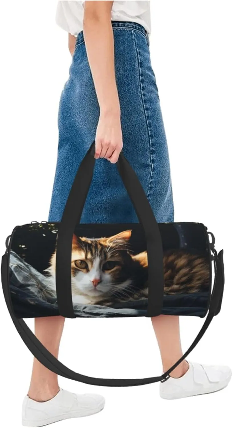 Travel Duffle Bag Weekender Bags for Men Women with Shoe Compartment Large Capacity Weekender Overnight Bag Resting Cat Carry On Tote Bags Sport Gym Bag for Travel Yoga