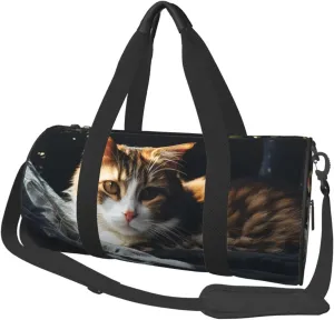Travel Duffle Bag Weekender Bags for Men Women with Shoe Compartment Large Capacity Weekender Overnight Bag Resting Cat Carry On Tote Bags Sport Gym Bag for Travel Yoga