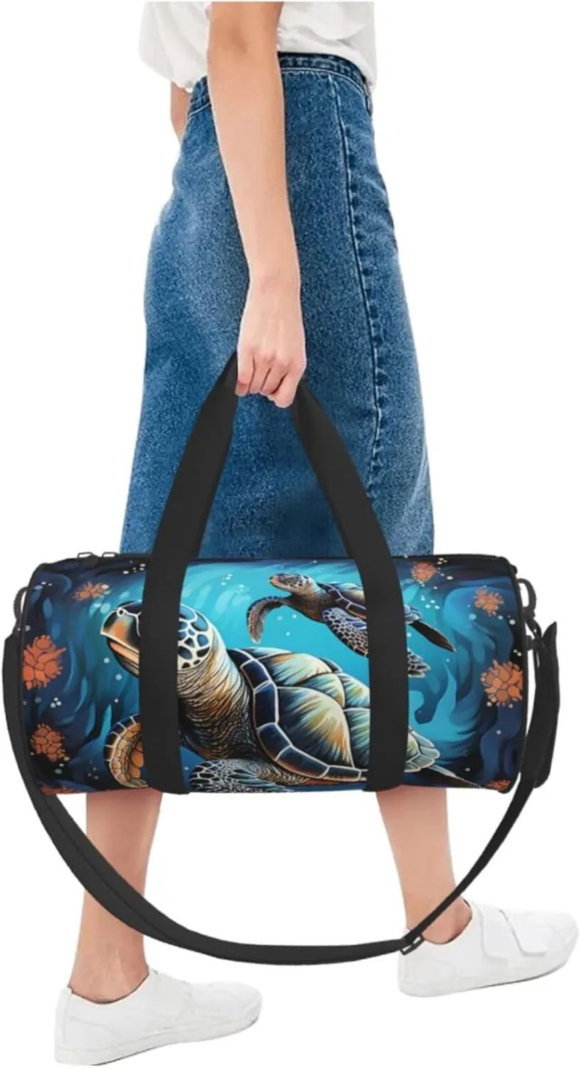 Travel Duffle Bag Weekender Bags For Men Women With Shoe Compartment Large Capacity Weekender Overnight Bag Sea Turtle Boho Style Carry On Tote Bags Sport Gym Bag For Travel Yoga