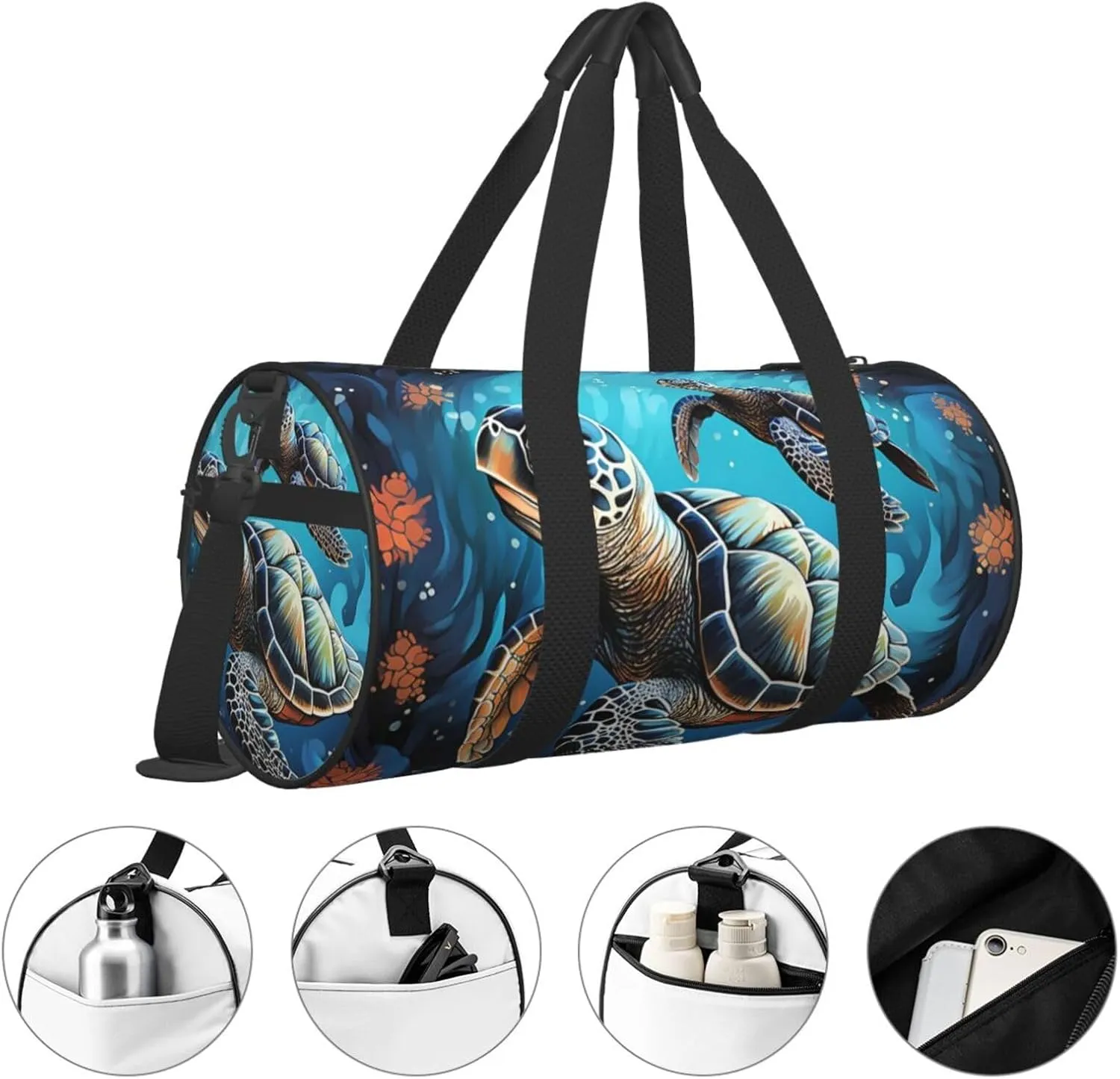 Travel Duffle Bag Weekender Bags For Men Women With Shoe Compartment Large Capacity Weekender Overnight Bag Sea Turtle Boho Style Carry On Tote Bags Sport Gym Bag For Travel Yoga