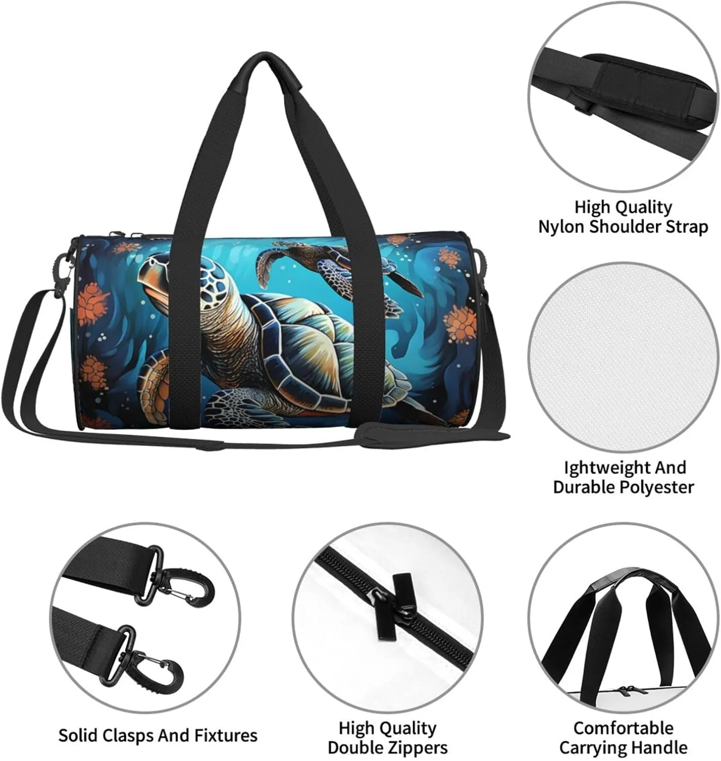 Travel Duffle Bag Weekender Bags For Men Women With Shoe Compartment Large Capacity Weekender Overnight Bag Sea Turtle Boho Style Carry On Tote Bags Sport Gym Bag For Travel Yoga