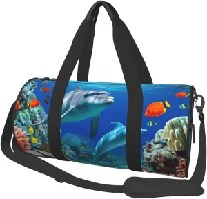 Travel Duffle Bag Weekender Bags for Men Women with Shoe Compartment Large Capacity Weekender Overnight Bag Seabed Coral Fish Dolphins Carry On Tote Bags Sport Gym Bag for Travel Yoga, Black, One Size