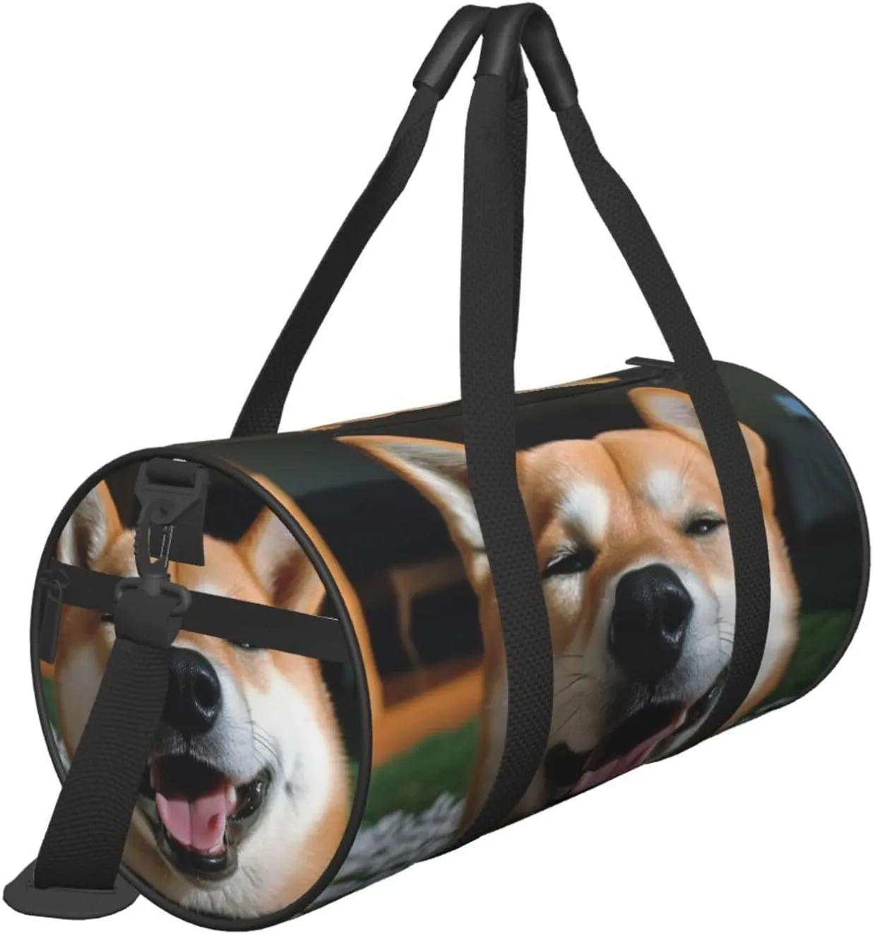 Travel Duffle Bag Weekender Bags for Men Women with Shoe Compartment Large Capacity Weekender Overnight Bag Shiba Inu Smile Tongue Out Carry On Tote Bags Sport Gym Bag for Travel Yoga