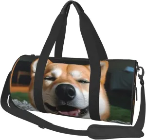 Travel Duffle Bag Weekender Bags for Men Women with Shoe Compartment Large Capacity Weekender Overnight Bag Shiba Inu Smile Tongue Out Carry On Tote Bags Sport Gym Bag for Travel Yoga