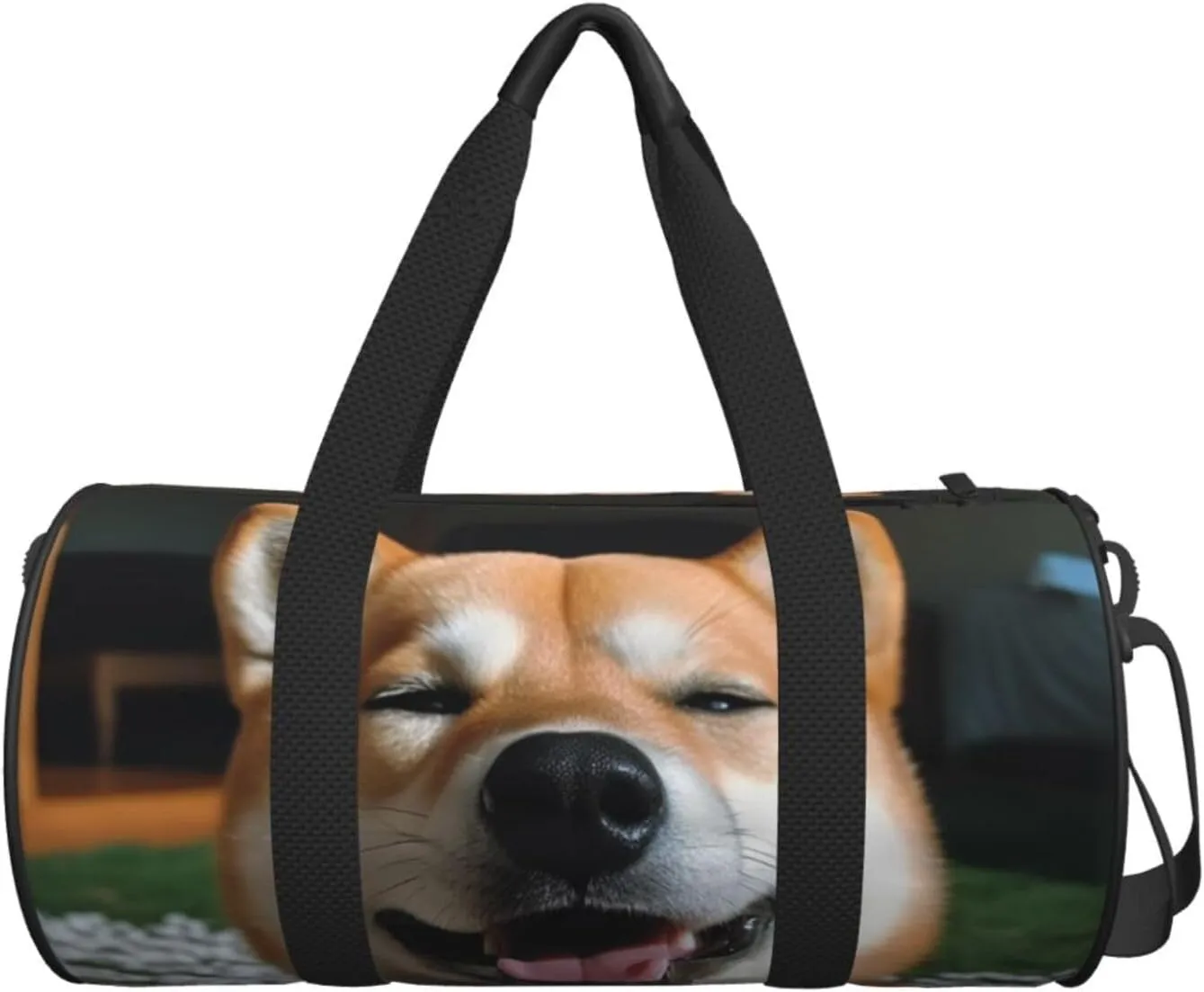 Travel Duffle Bag Weekender Bags for Men Women with Shoe Compartment Large Capacity Weekender Overnight Bag Shiba Inu Smile Tongue Out Carry On Tote Bags Sport Gym Bag for Travel Yoga