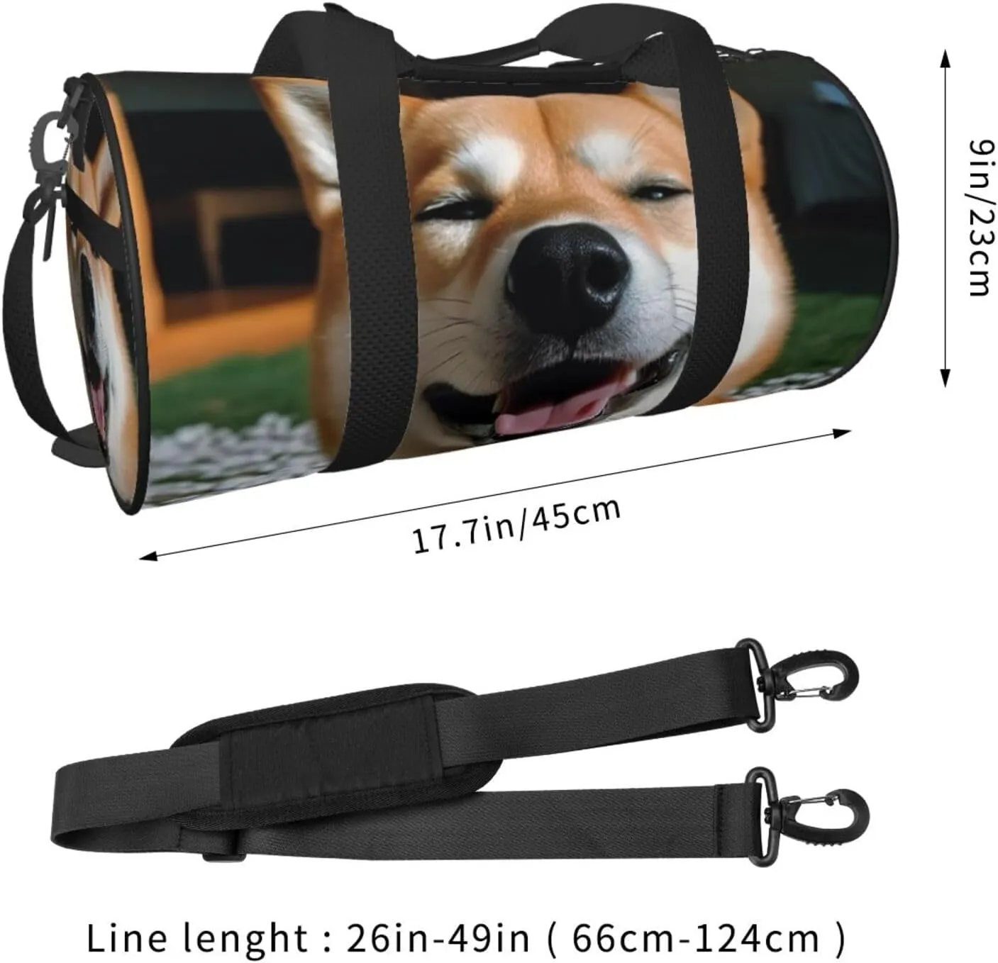 Travel Duffle Bag Weekender Bags for Men Women with Shoe Compartment Large Capacity Weekender Overnight Bag Shiba Inu Smile Tongue Out Carry On Tote Bags Sport Gym Bag for Travel Yoga
