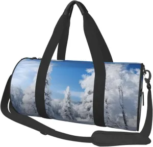 Travel Duffle Bag Weekender Bags For Men Women With Shoe Compartment Large Capacity Weekender Overnight Bag Snow-Covered Winter Trees Carry On Tote Bags Sport Gym Bag For Travel Yoga