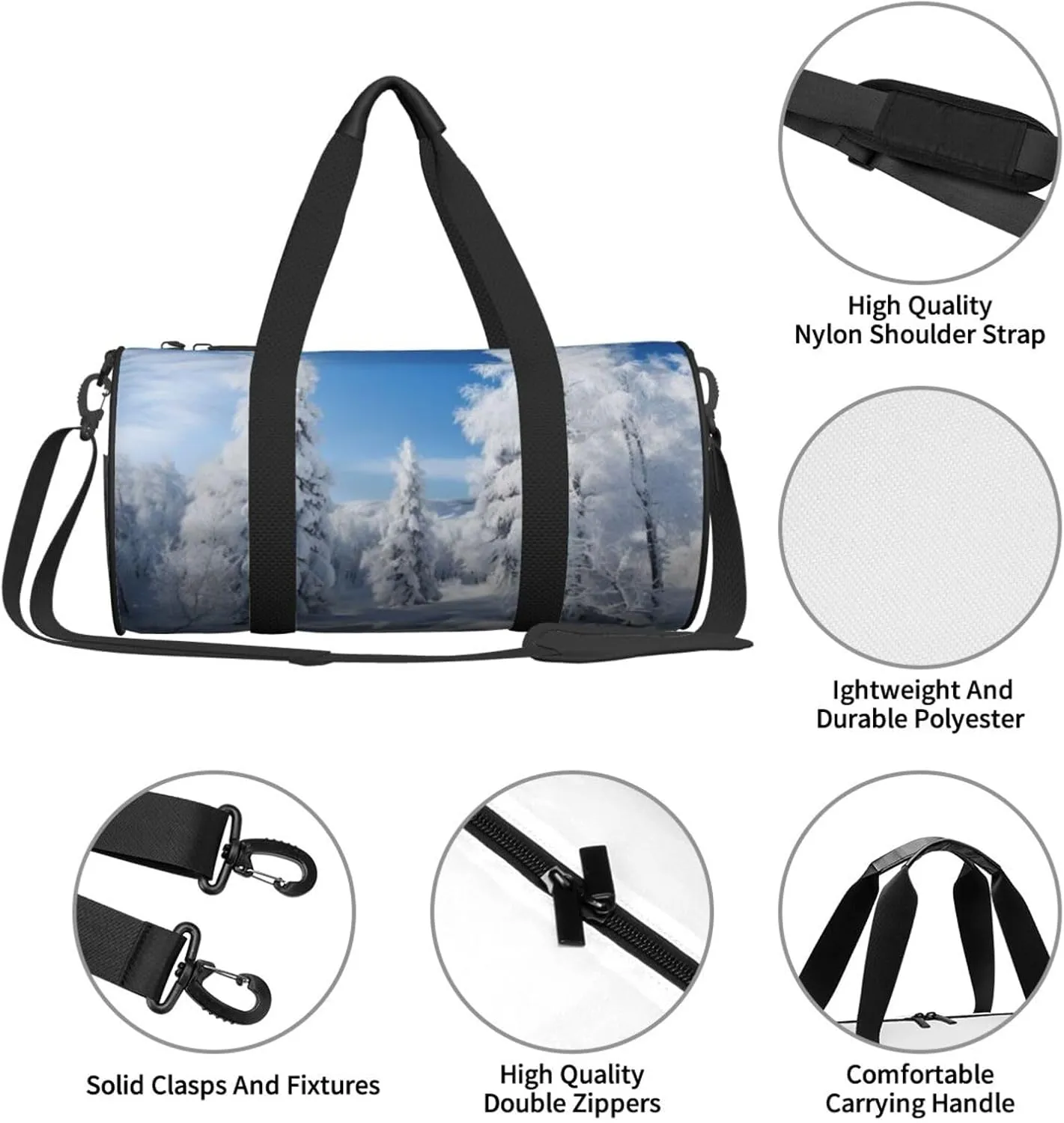 Travel Duffle Bag Weekender Bags For Men Women With Shoe Compartment Large Capacity Weekender Overnight Bag Snow-Covered Winter Trees Carry On Tote Bags Sport Gym Bag For Travel Yoga