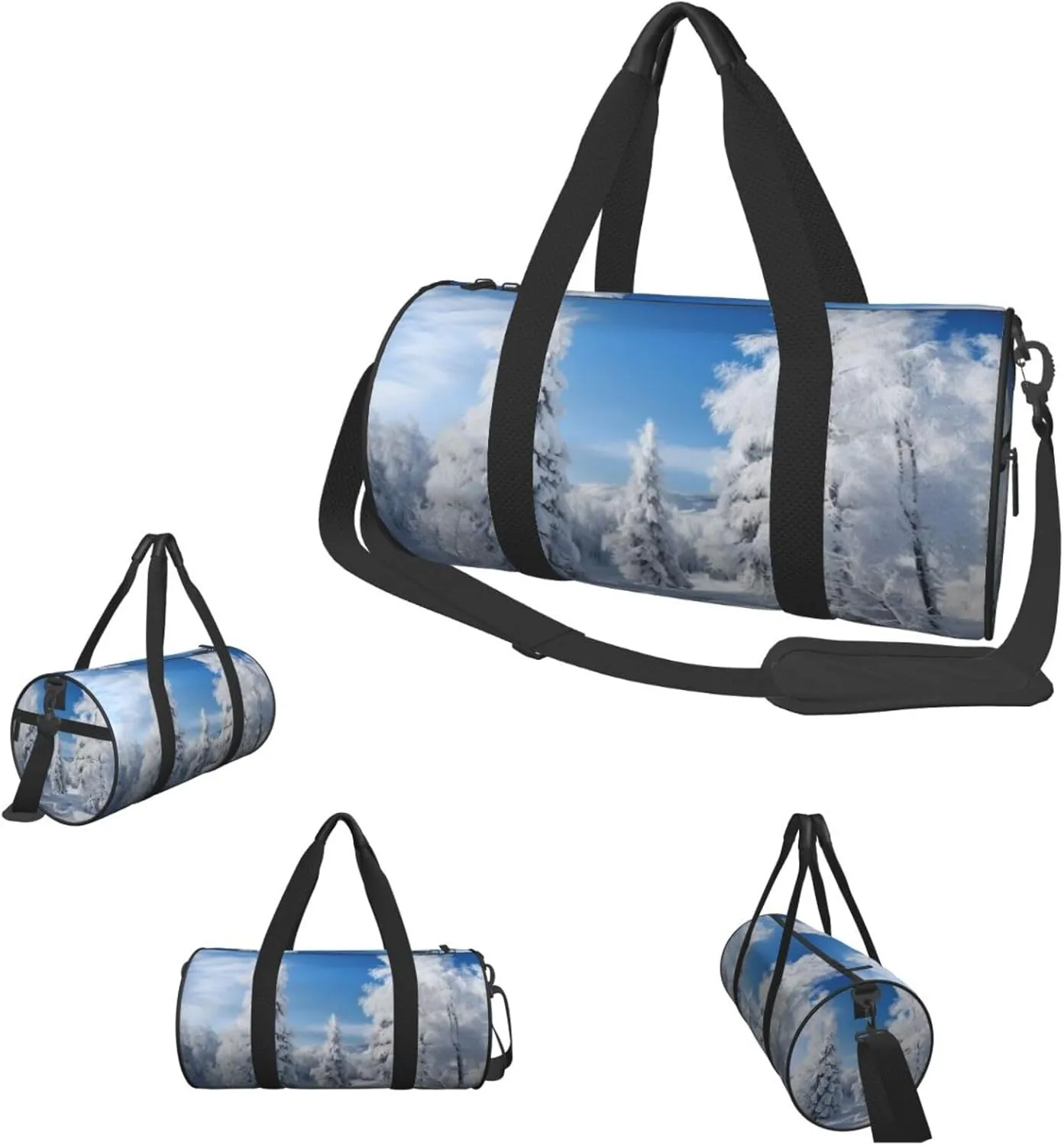 Travel Duffle Bag Weekender Bags For Men Women With Shoe Compartment Large Capacity Weekender Overnight Bag Snow-Covered Winter Trees Carry On Tote Bags Sport Gym Bag For Travel Yoga
